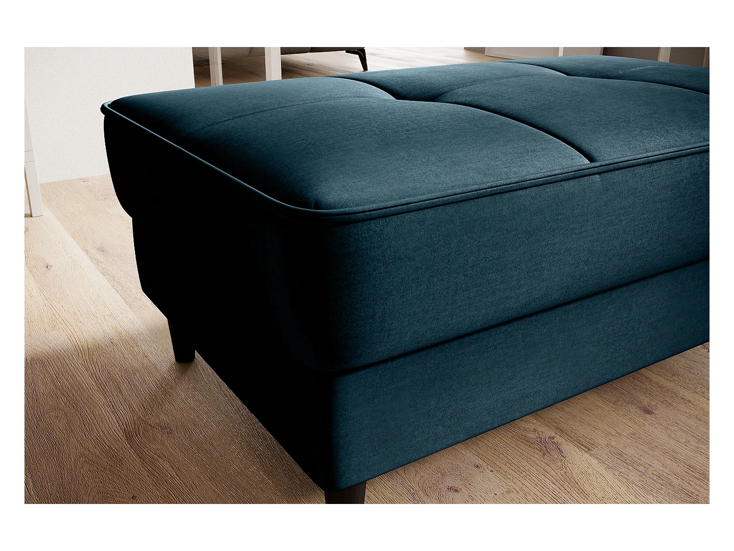 Pouf avec rangement en velours BOZA-Bleu