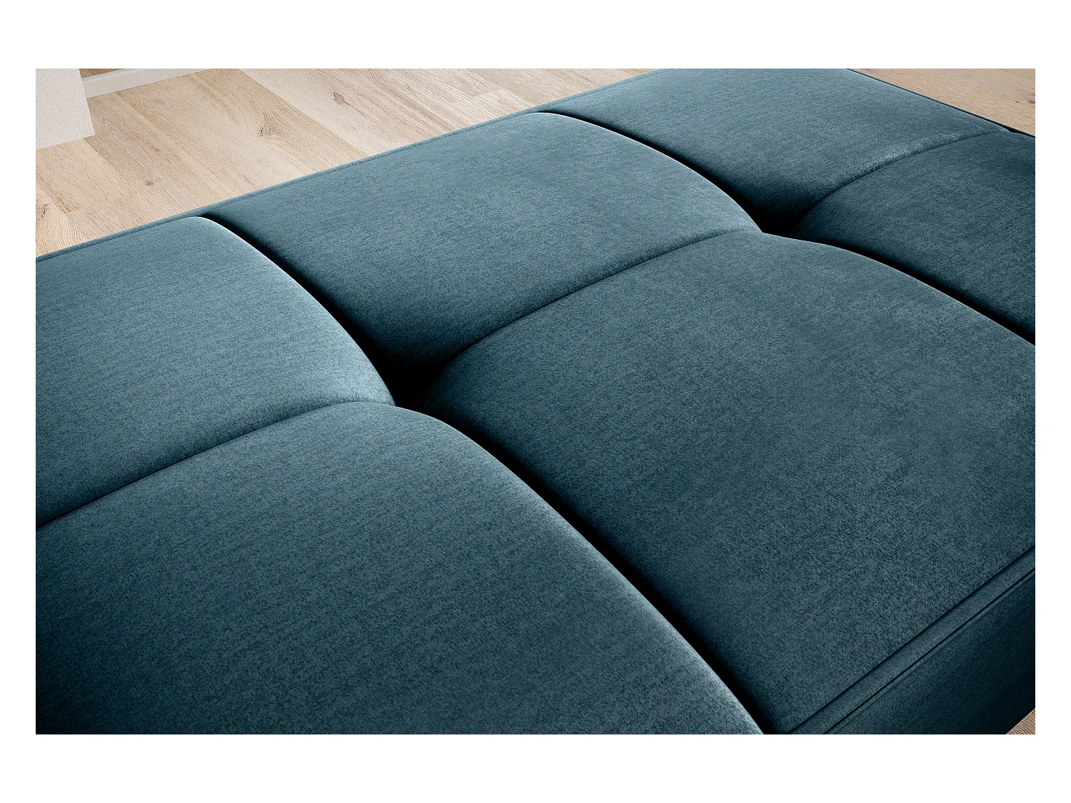 Pouf avec rangement en velours BOZA-Bleu