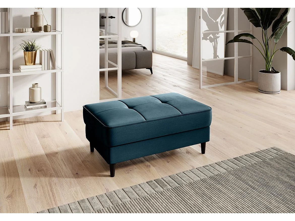 Pouf avec rangement en velours BOZA-Bleu