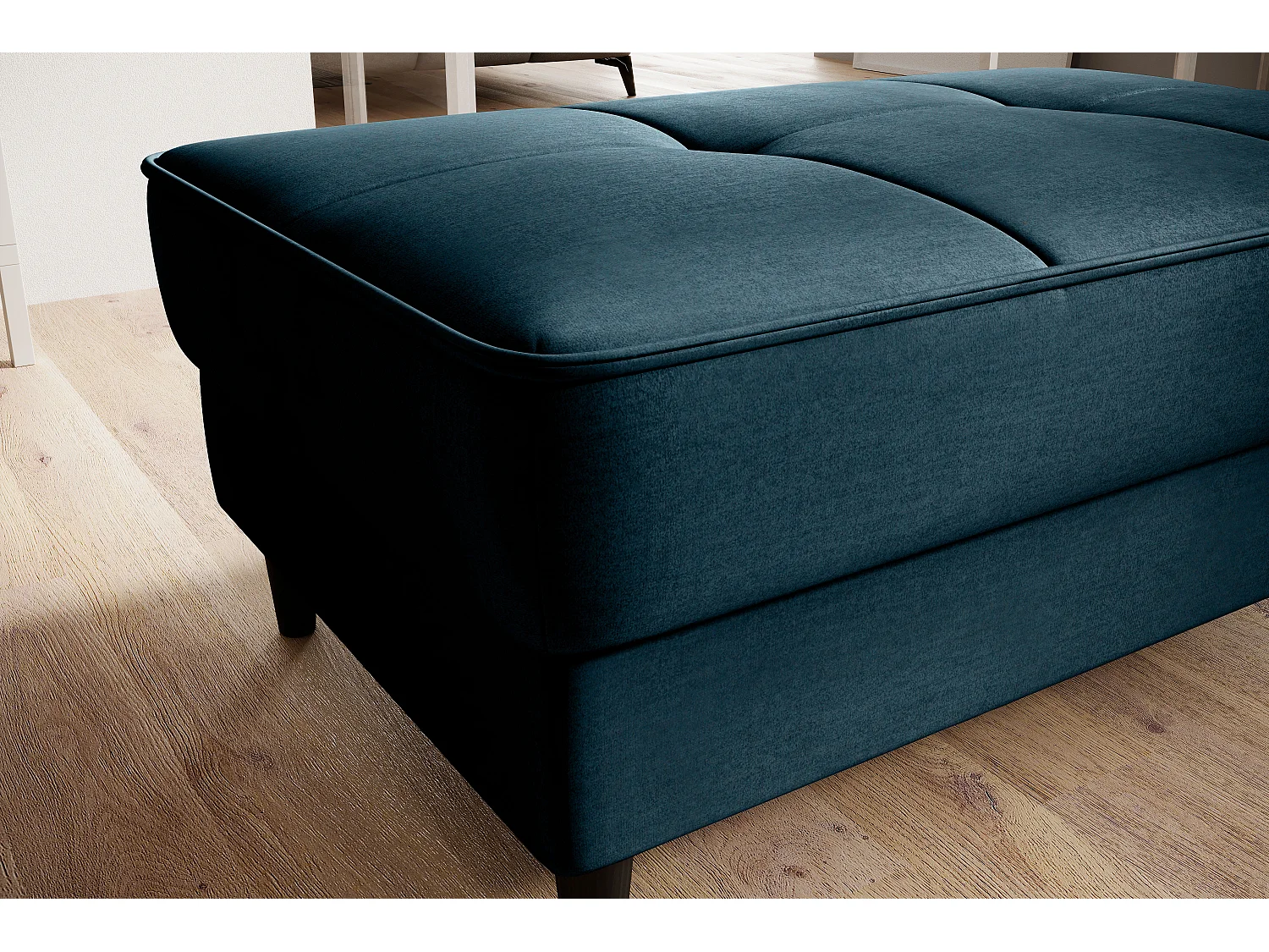 Pouf avec rangement en velours BOZA-Bleu