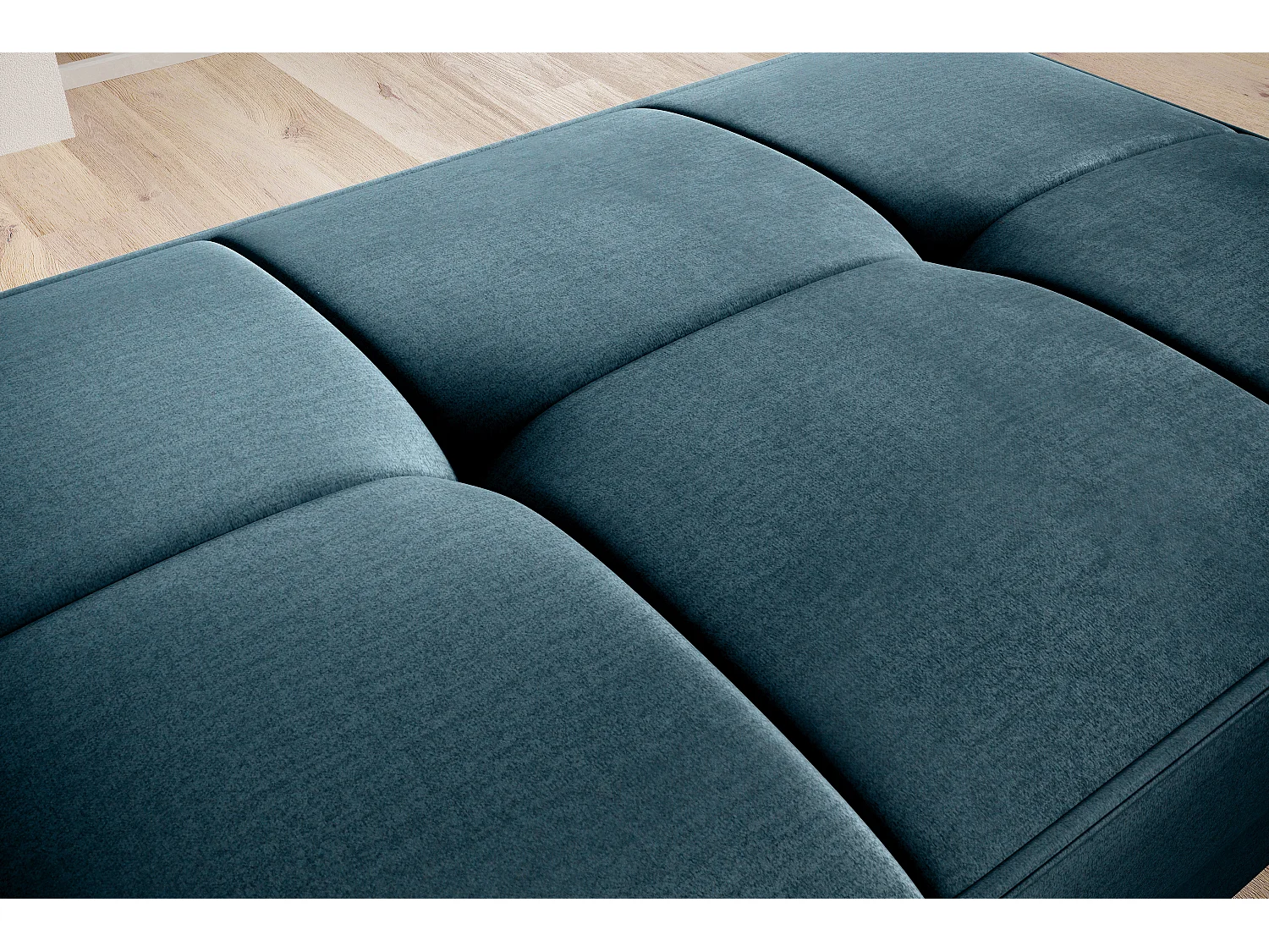 Pouf avec rangement en velours BOZA-Bleu