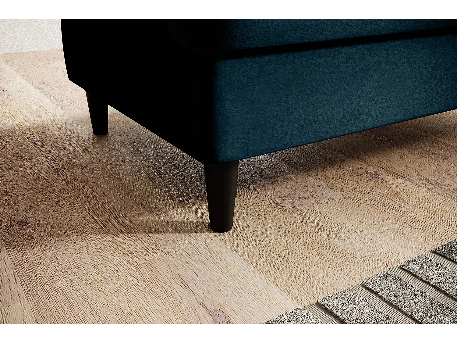 Pouf avec rangement en velours BOZA-Bleu