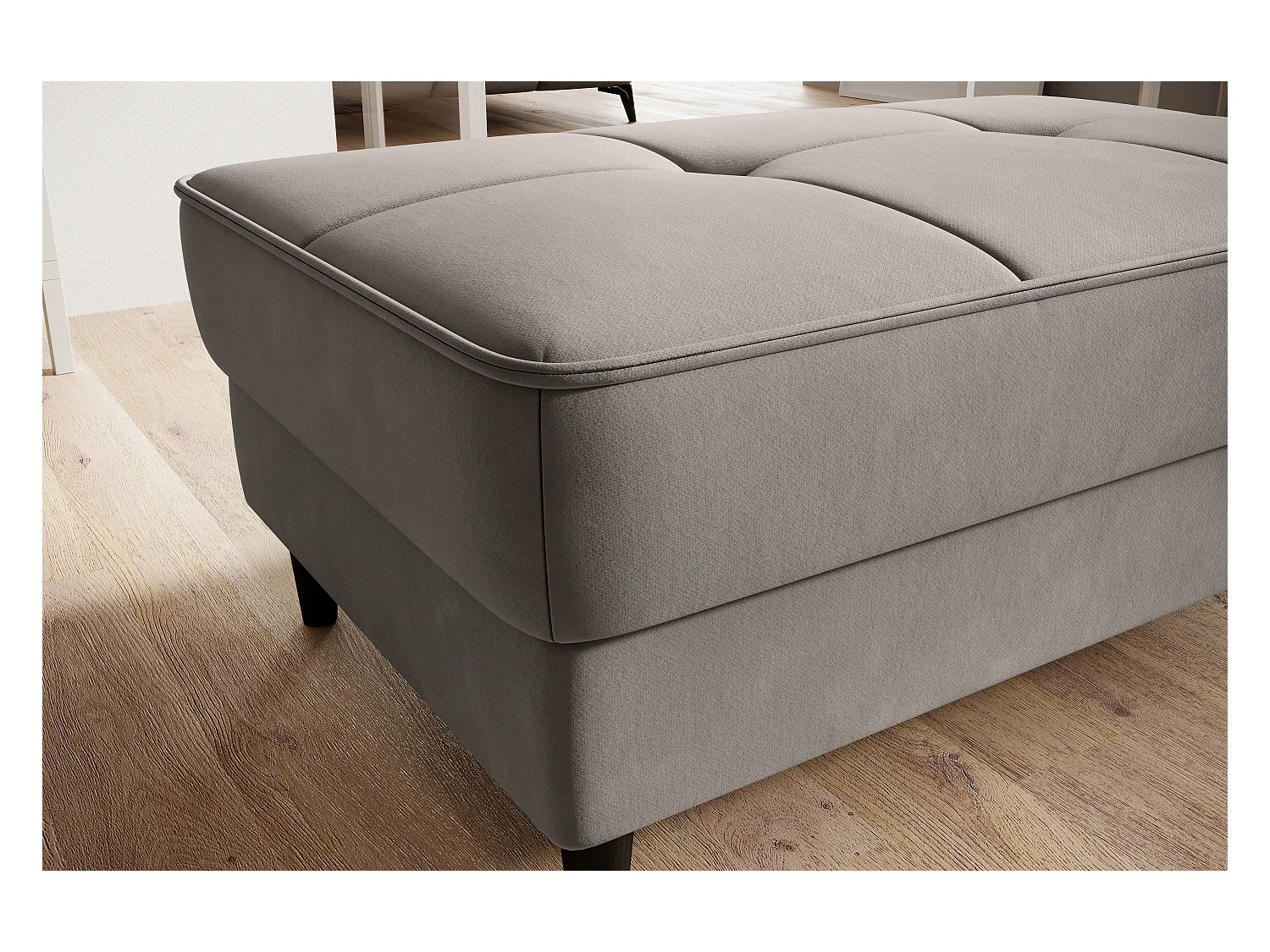 Pouf avec rangement en velours BOZA-Taupe