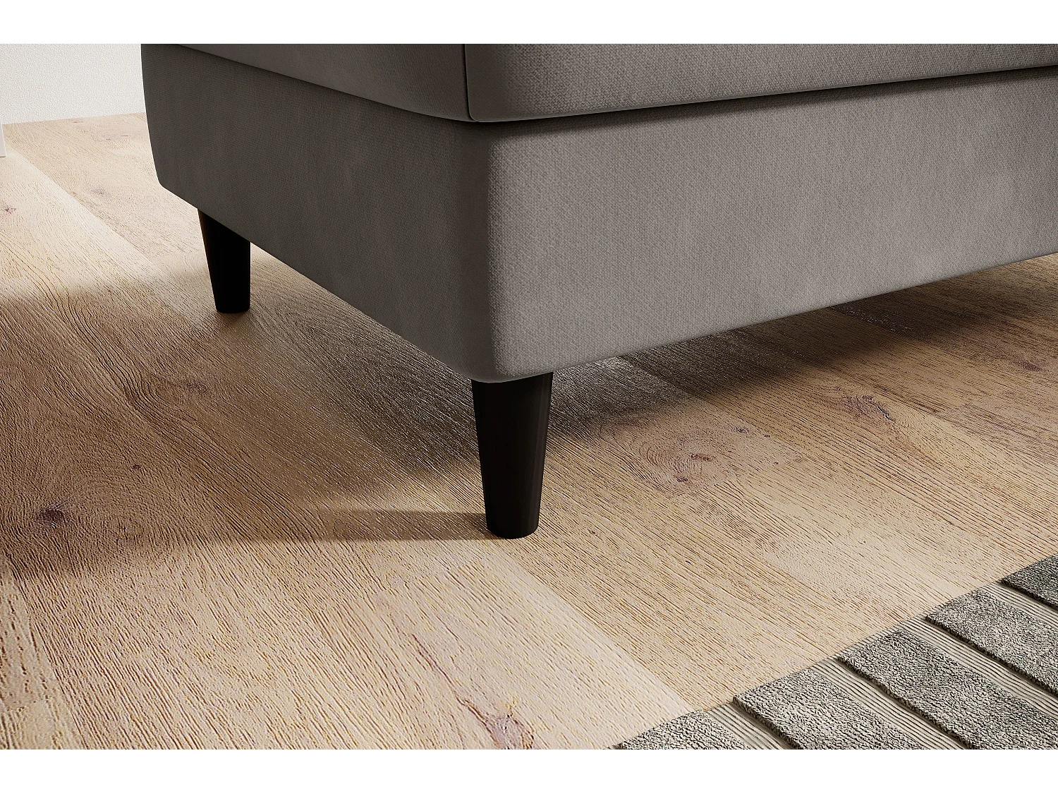 Pouf avec rangement en velours BOZA-Taupe