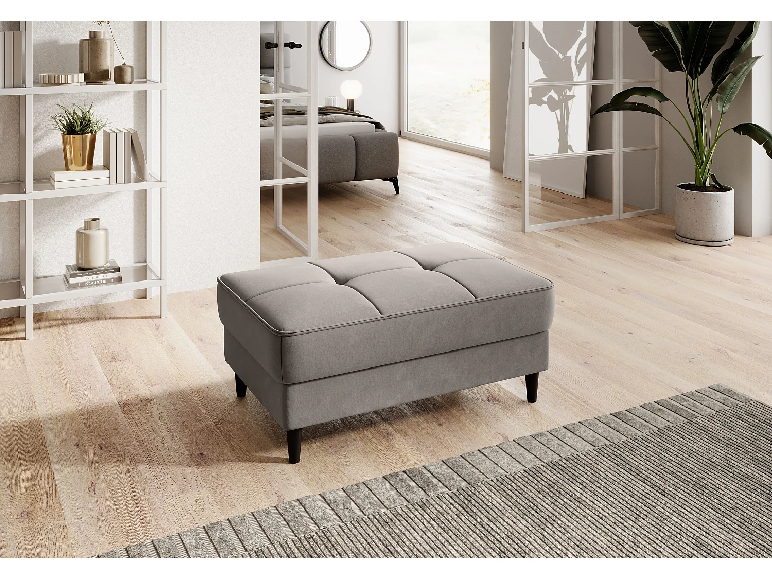 Pouf avec rangement en velours BOZA-Taupe