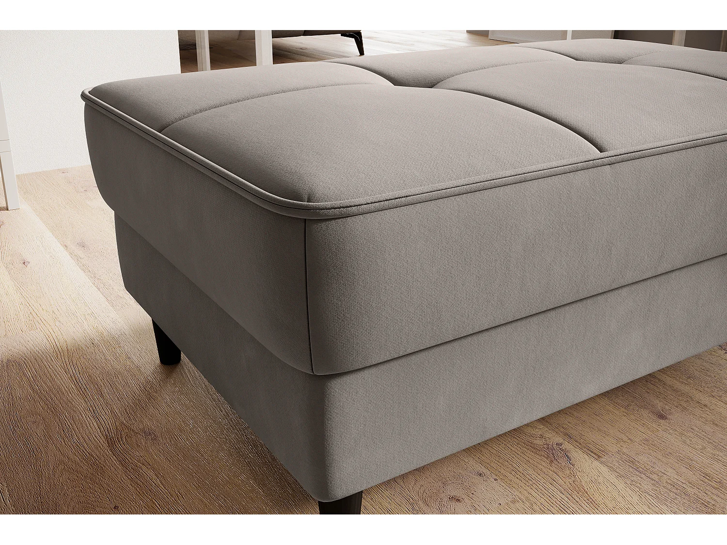 Pouf avec rangement en velours BOZA-Taupe