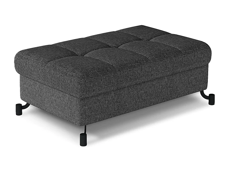 Pouf tissu matelassé avec coffre de rangement LORI-Gris foncé chiné