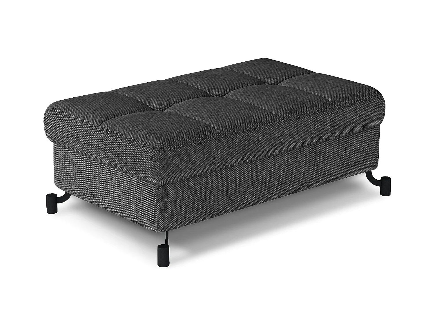 Pouf tissu matelassé avec coffre de rangement LORI-Gris foncé chiné