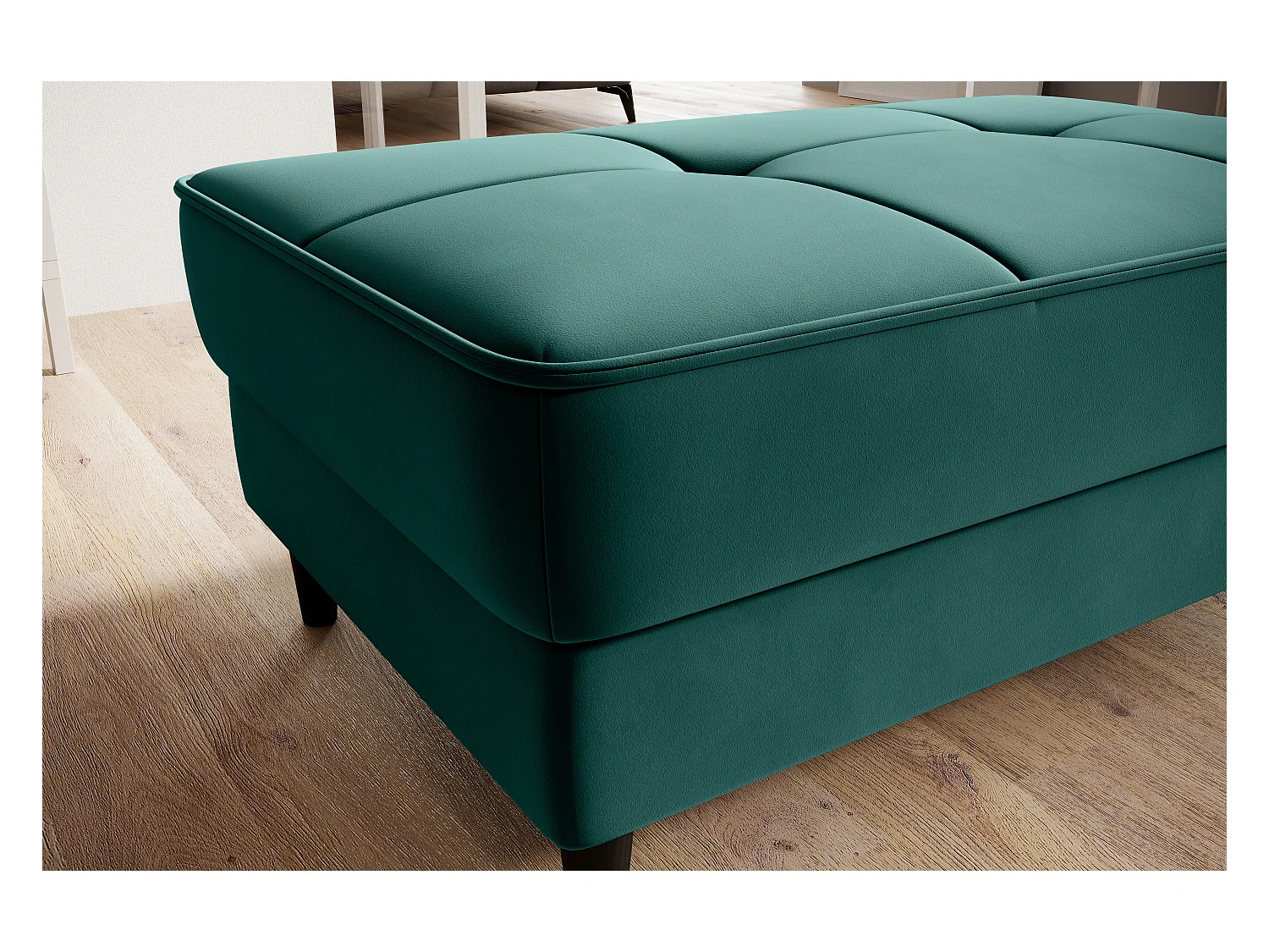 Pouf avec rangement en velours BOZA-Vert forêt