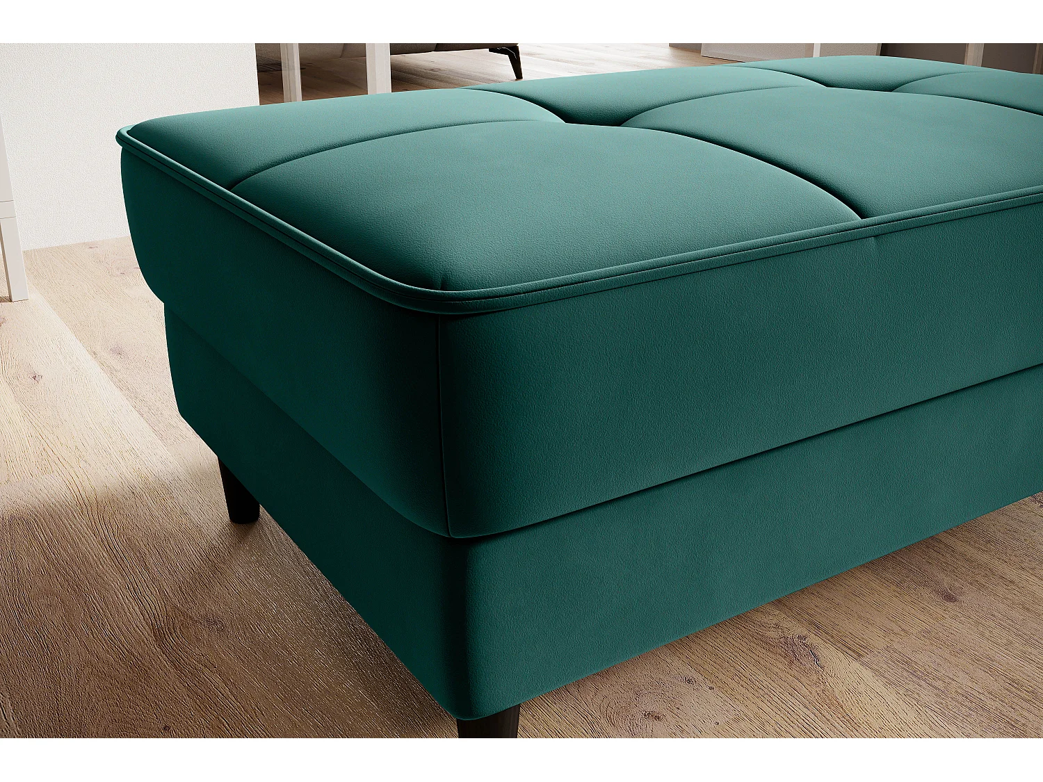 Pouf avec rangement en velours BOZA-Vert forêt