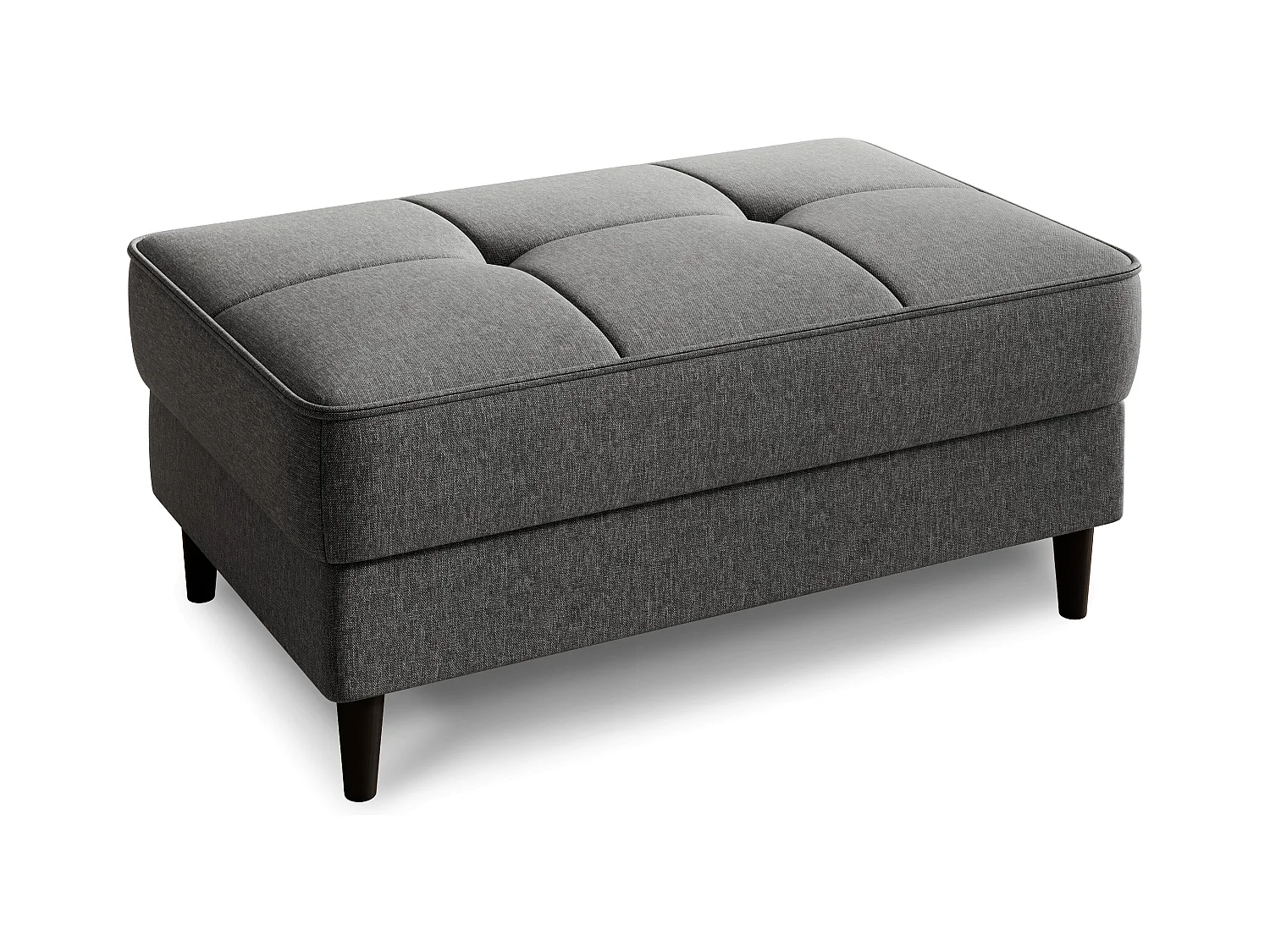 Pouf avec rangement en tissu BOZA-Gris chiné