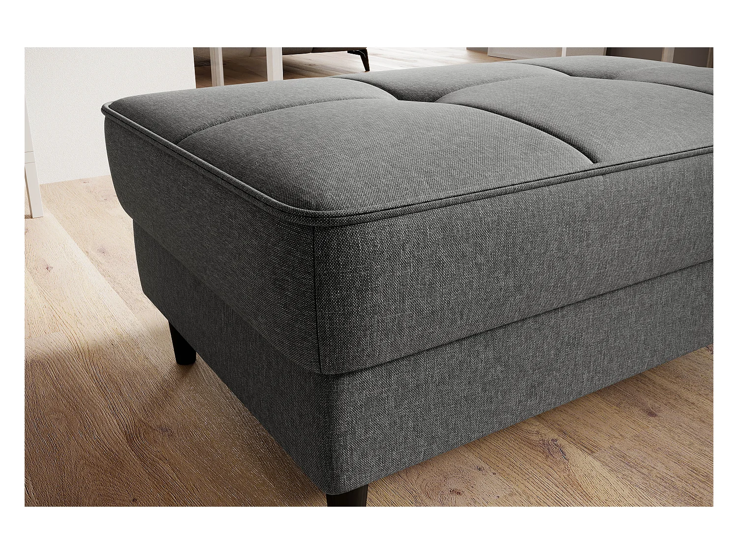 Pouf avec rangement en tissu BOZA-Gris chiné