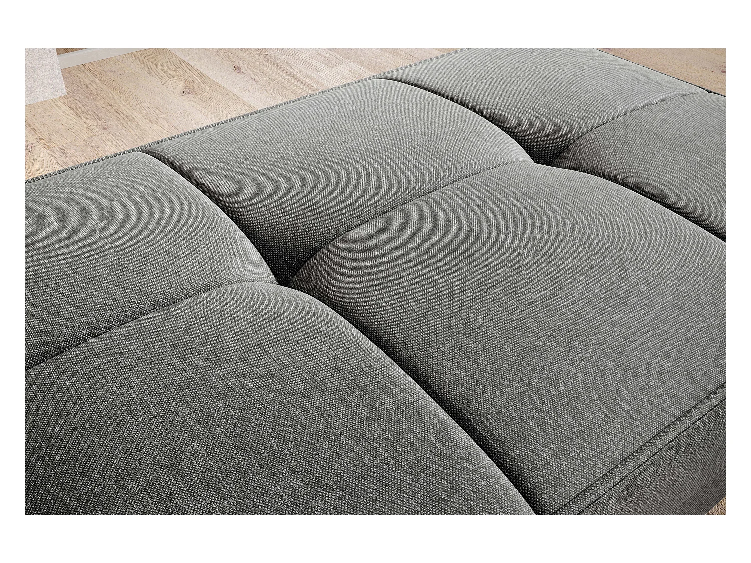 Pouf avec rangement en tissu BOZA-Gris chiné