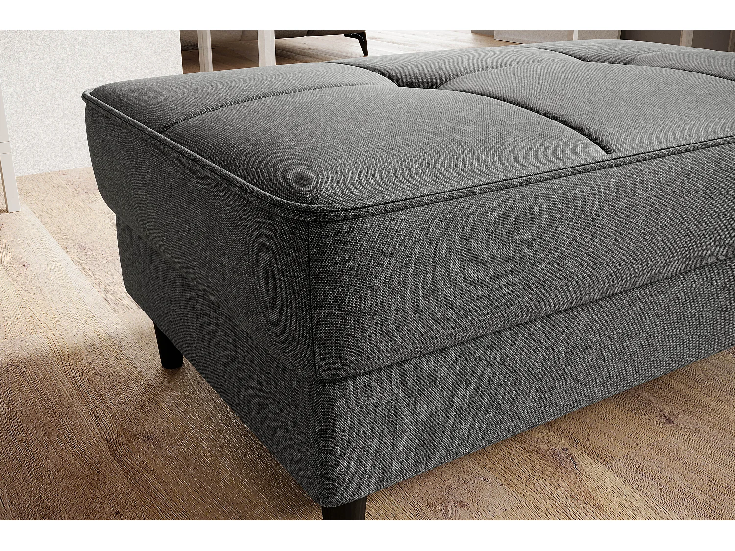 Pouf avec rangement en tissu BOZA-Gris chiné