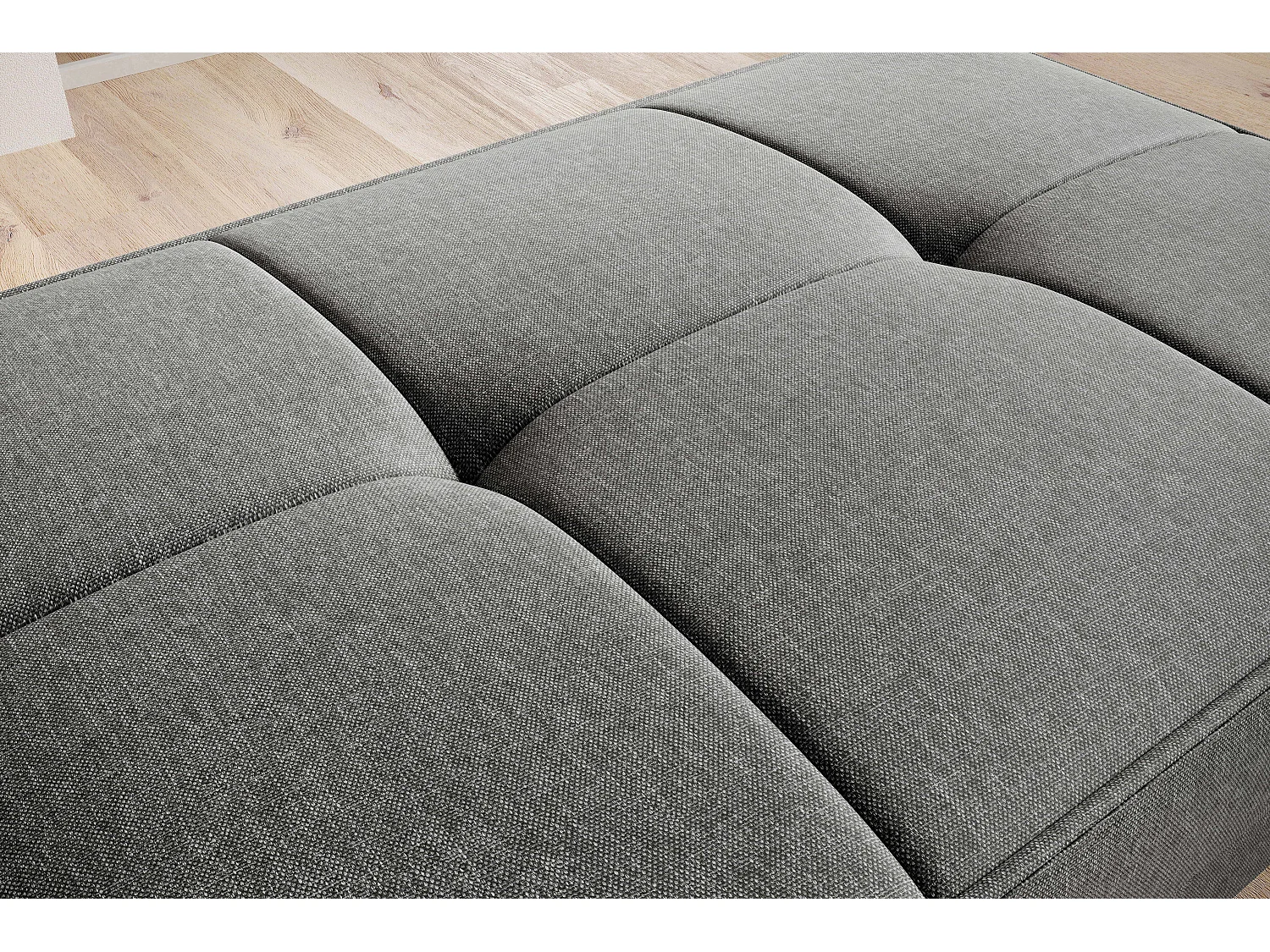 Pouf avec rangement en tissu BOZA-Gris chiné