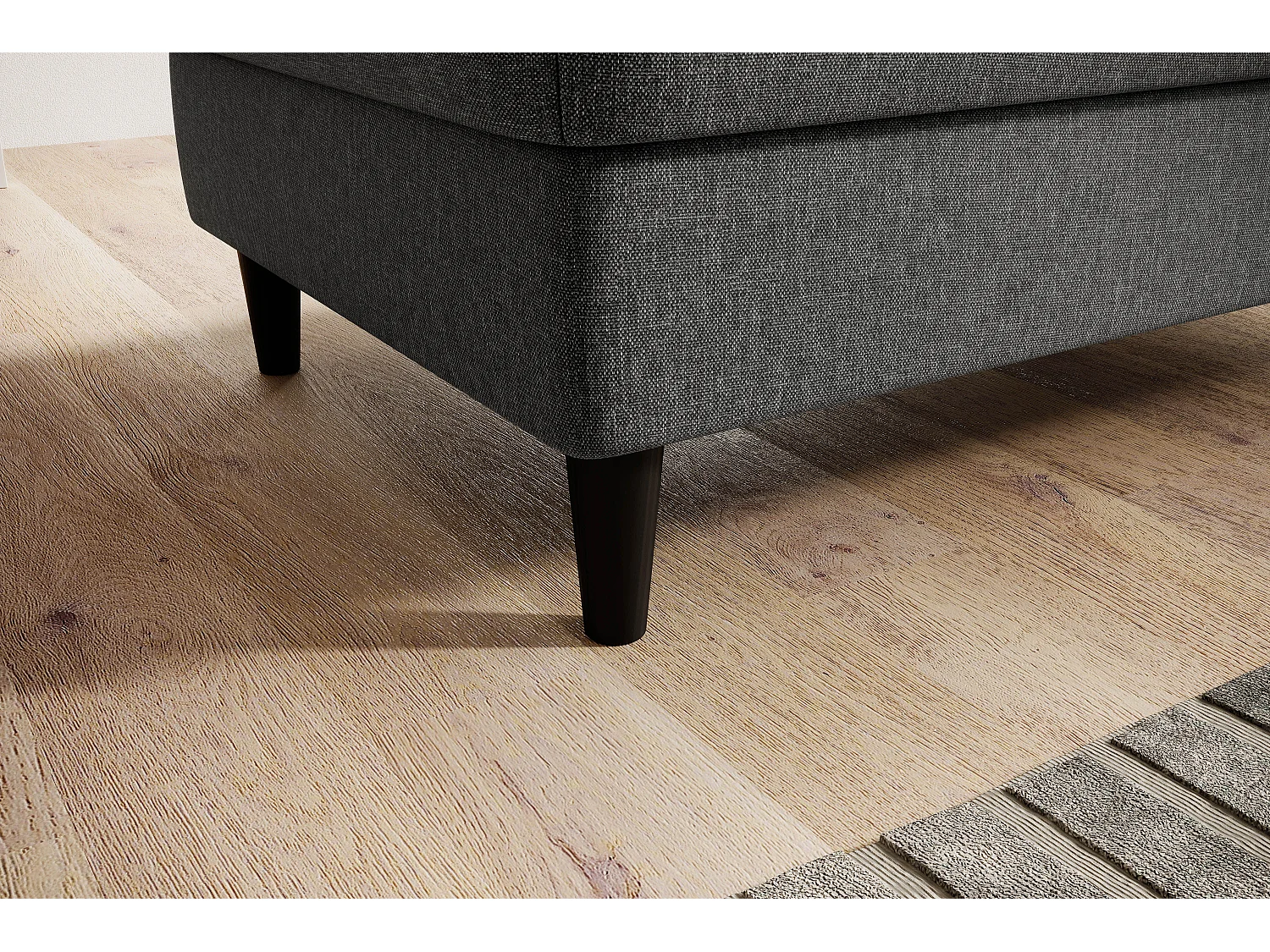 Pouf avec rangement en tissu BOZA-Gris chiné