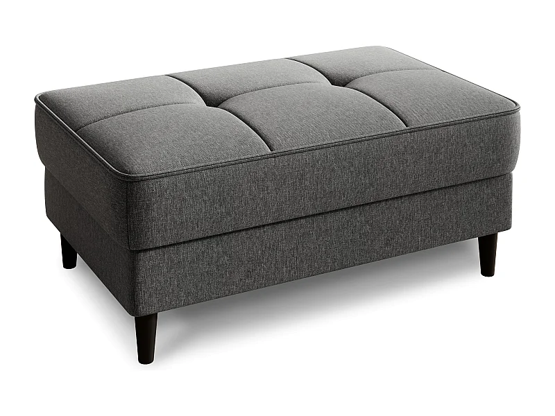 Pouf avec rangement en tissu BOZA-Gris chiné