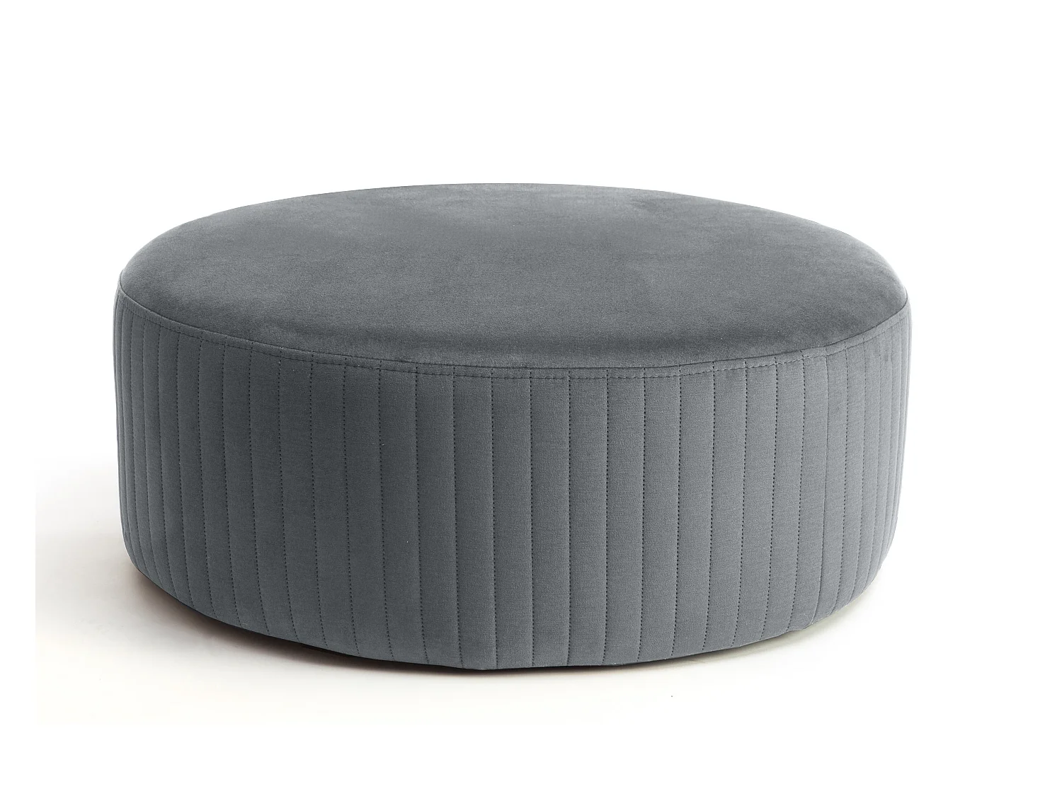Pouf rond en velours KARA – Confort absolu-Gris