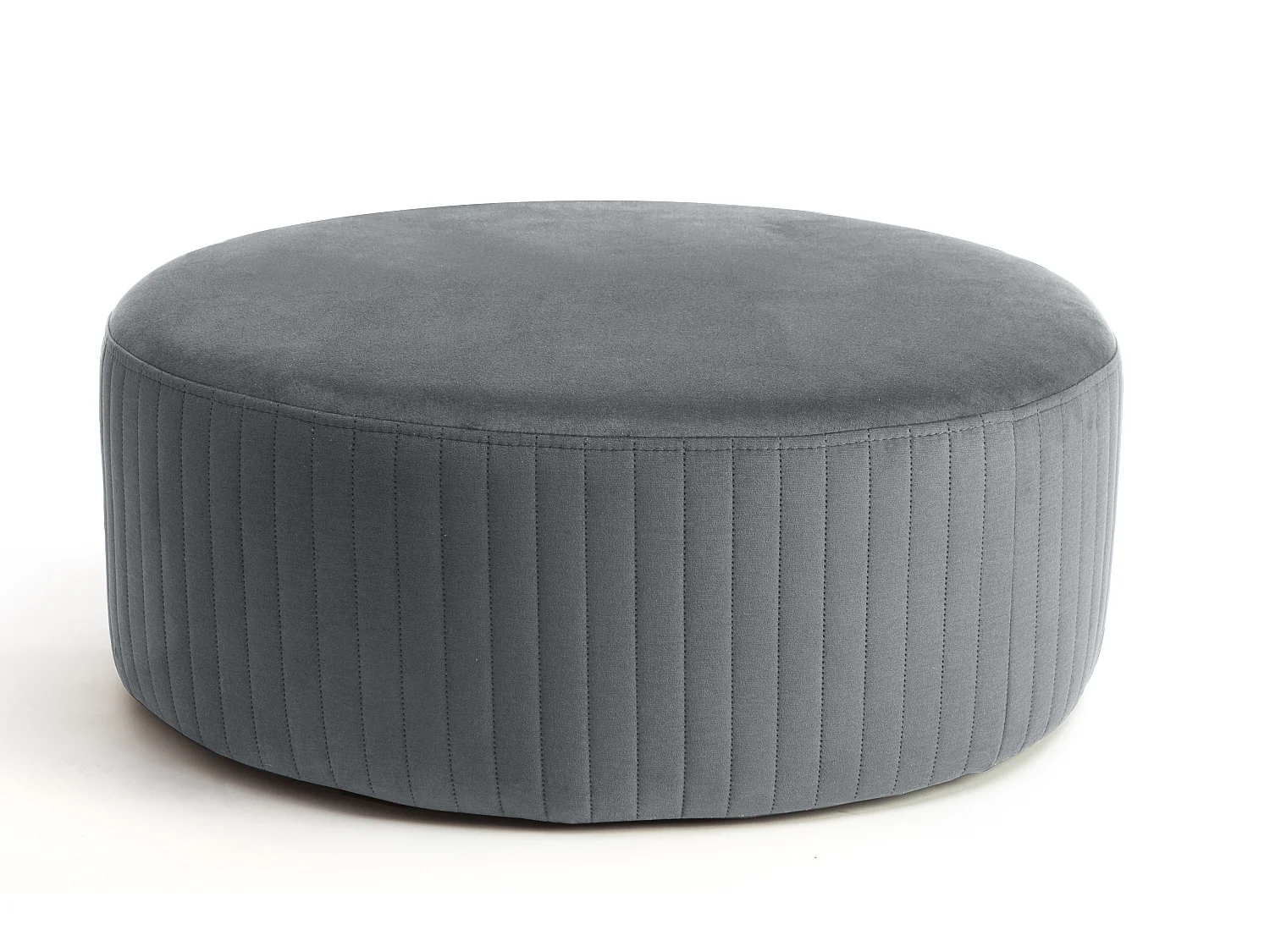 Pouf rond en velours KARA – Confort absolu-Gris