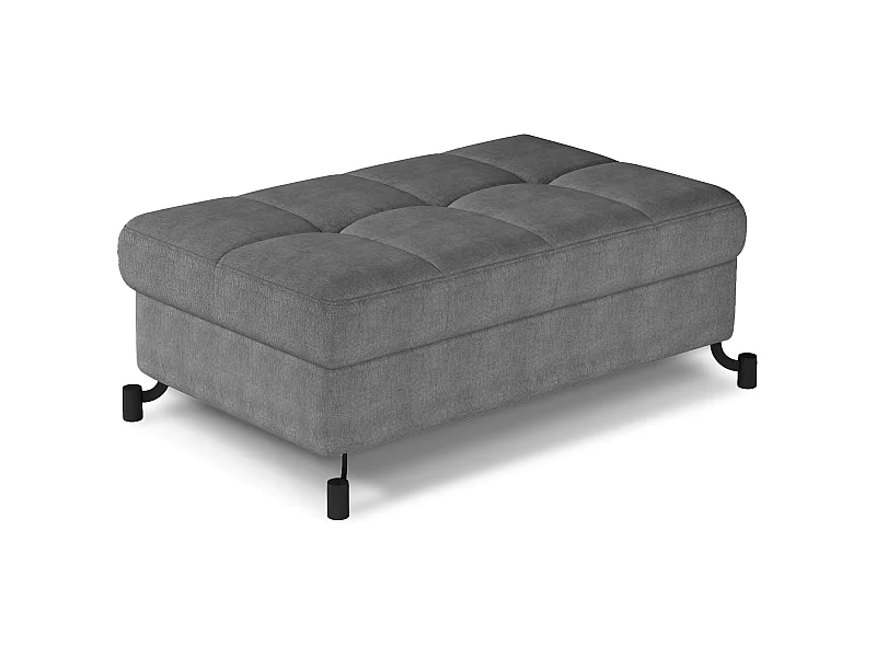 Pouf tissu matelassé avec coffre de rangement LORI-Gris foncé