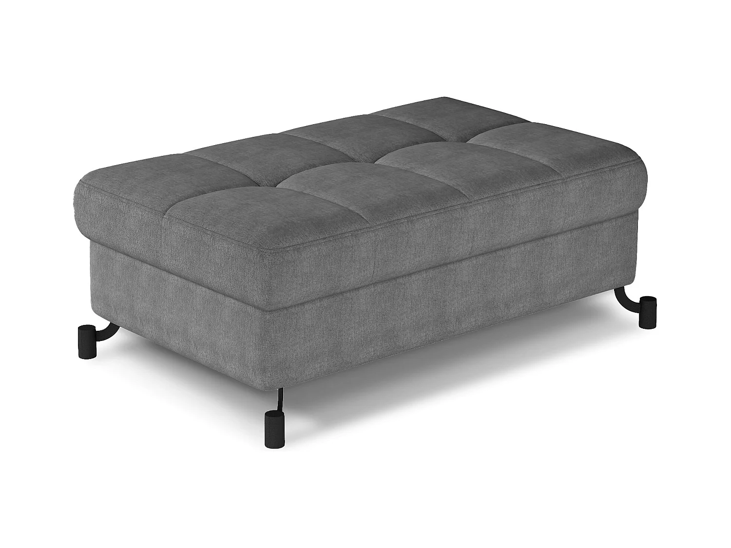 Pouf tissu matelassé avec coffre de rangement LORI-Gris foncé