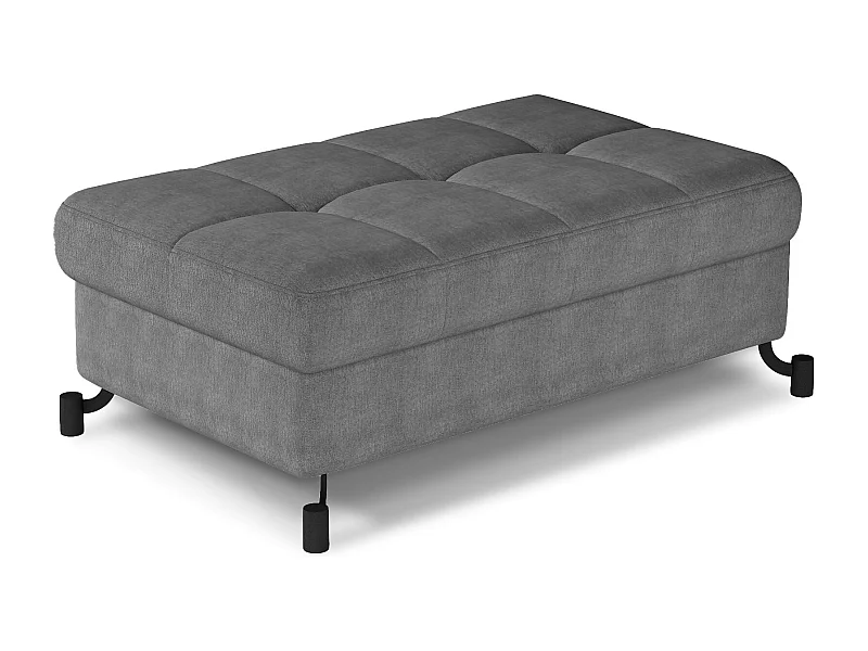 Pouf tissu matelassé avec coffre de rangement LORI-Gris foncé