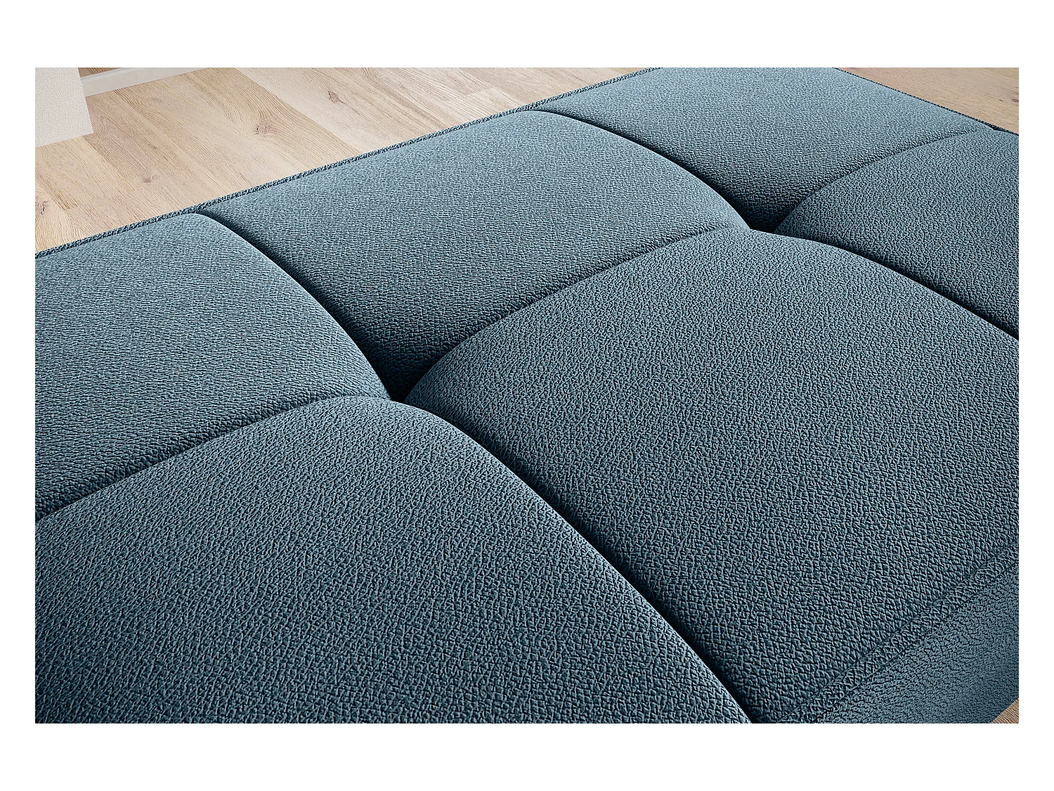 Pouf avec rangement en tissu BOZA-Bleu canard