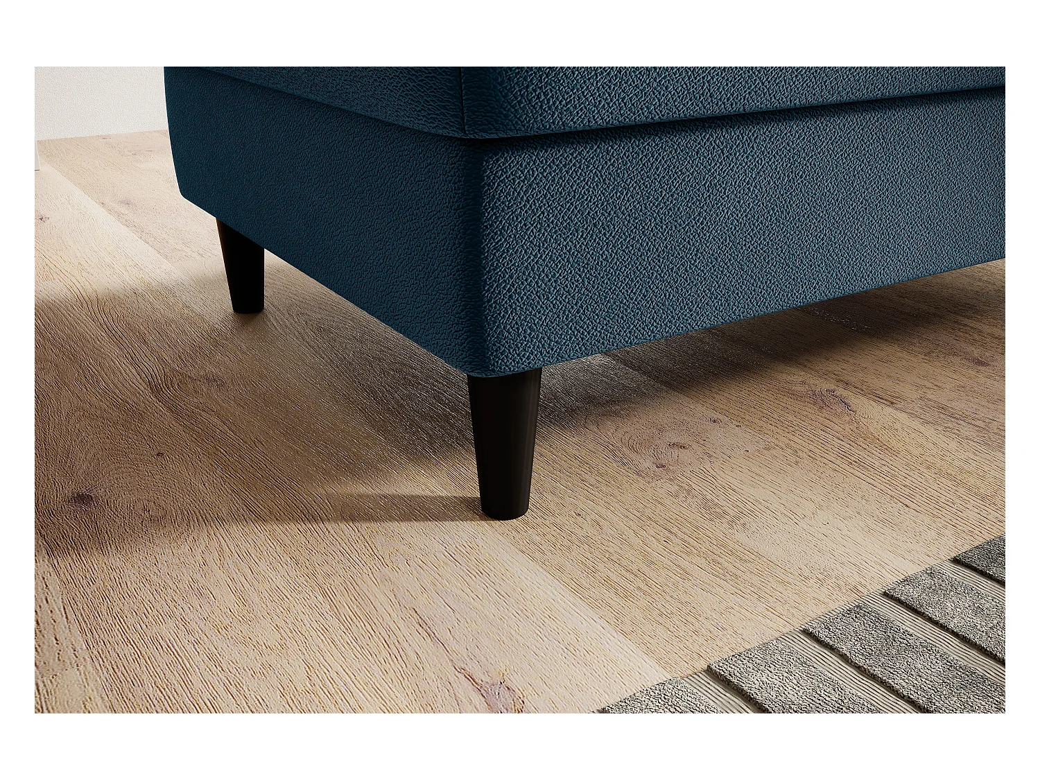 Pouf avec rangement en tissu BOZA-Bleu canard