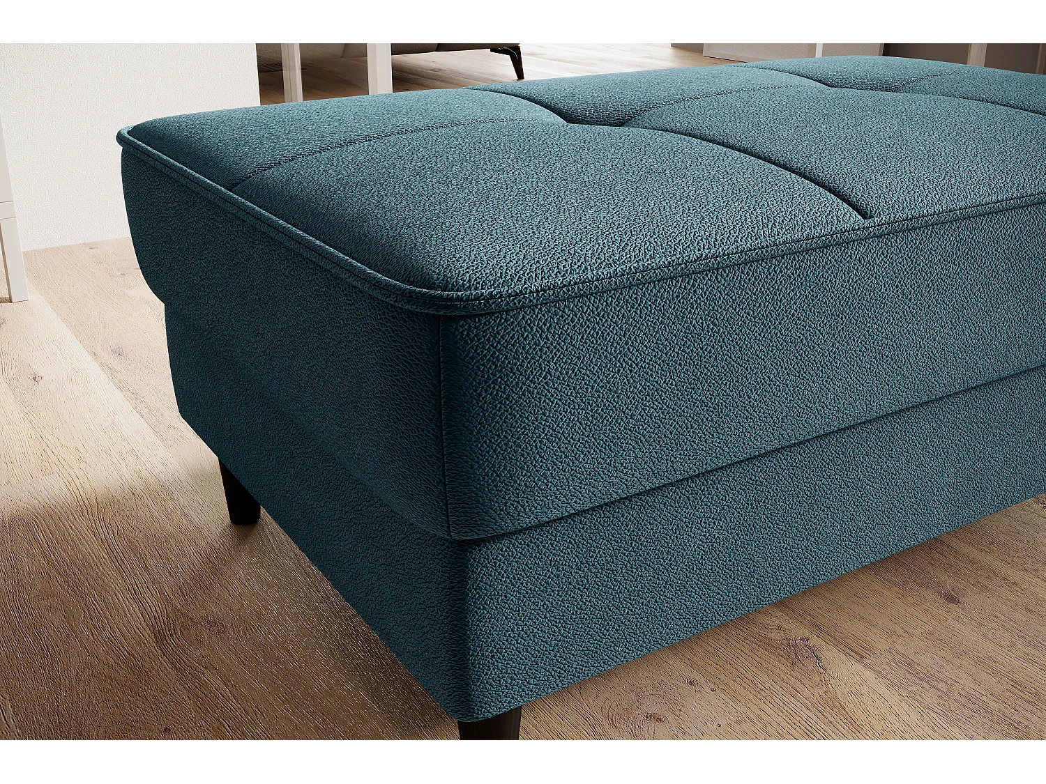 Pouf avec rangement en tissu BOZA-Bleu canard