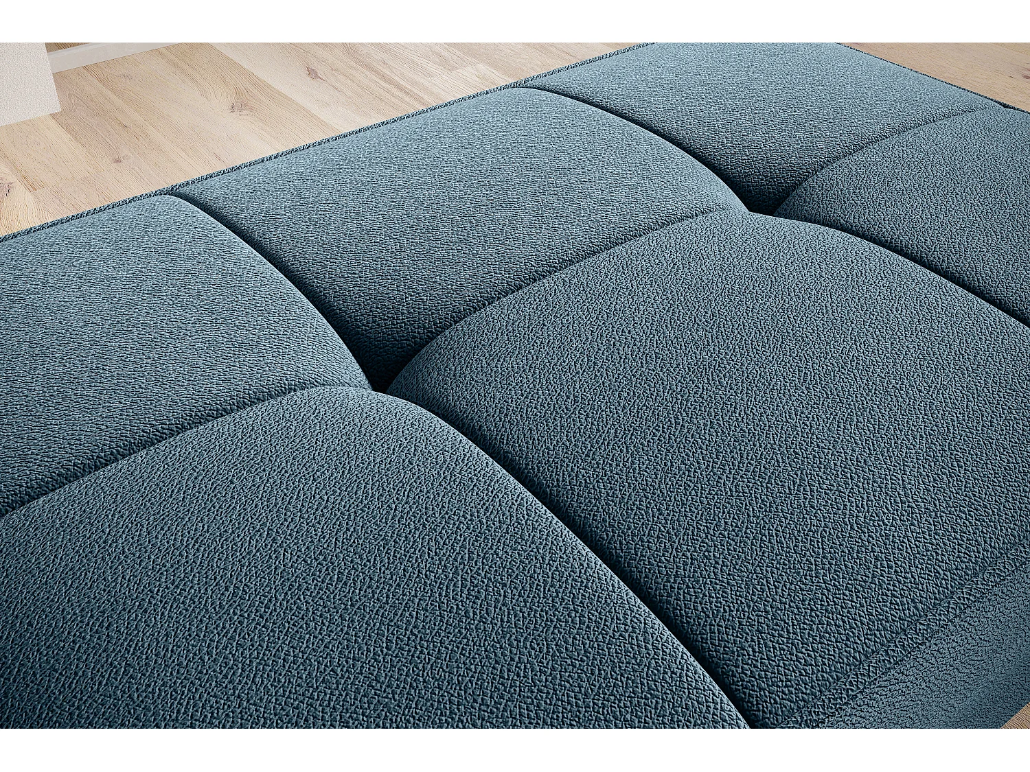 Pouf avec rangement en tissu BOZA-Bleu canard