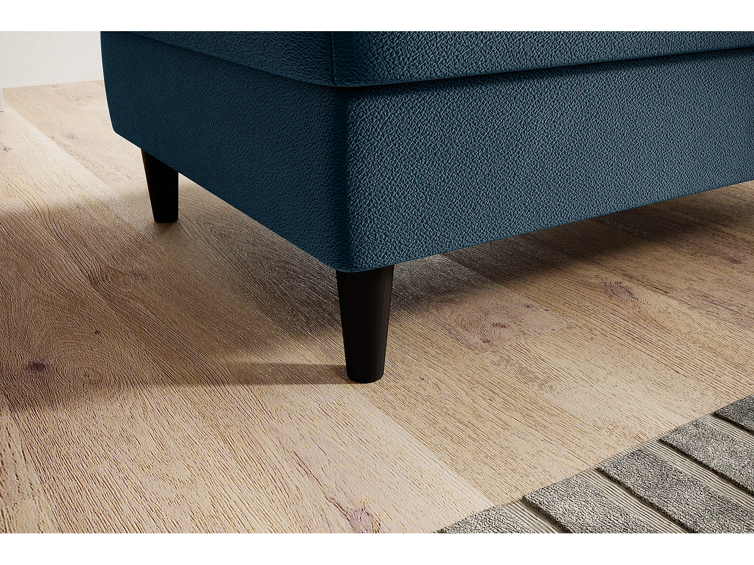 Pouf avec rangement en tissu BOZA-Bleu canard