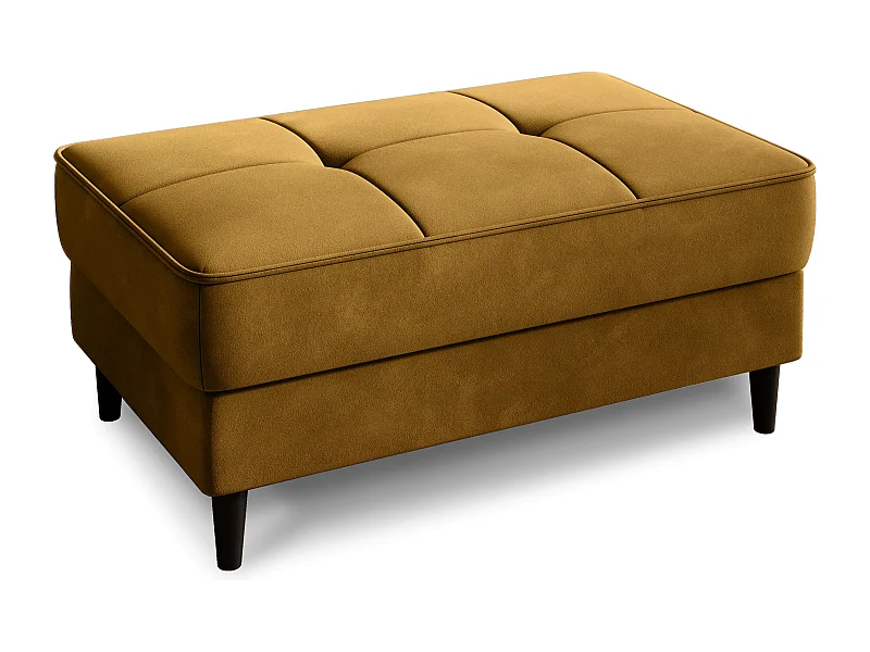 Pouf avec rangement en velours BOZA-Jaune curry