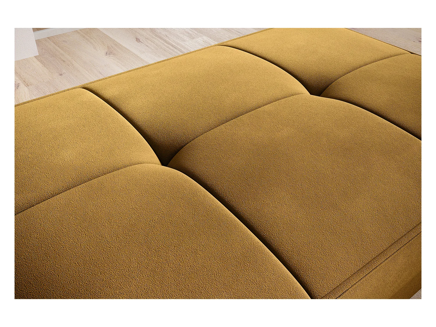 Pouf avec rangement en velours BOZA-Jaune curry