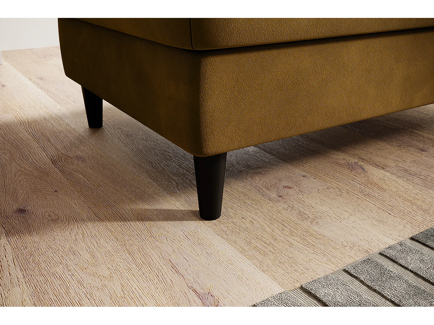 Pouf avec rangement en velours BOZA-Jaune curry