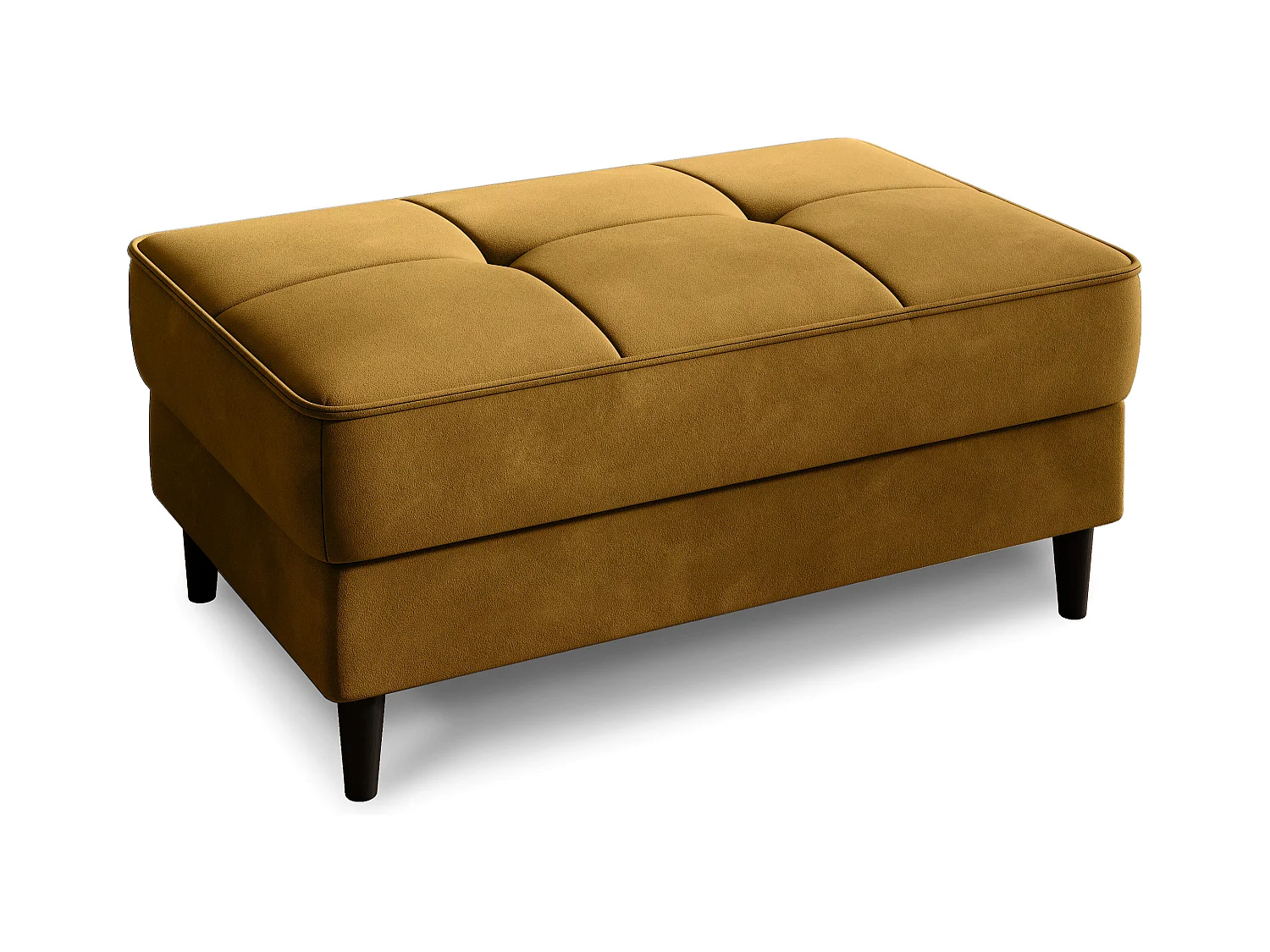 Pouf avec rangement en velours BOZA-Jaune curry