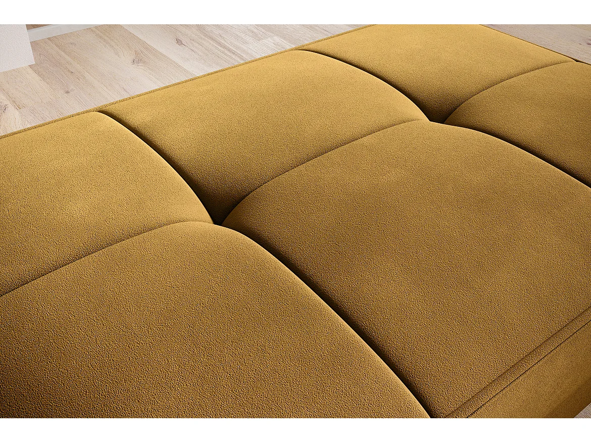 Pouf avec rangement en velours BOZA-Jaune curry