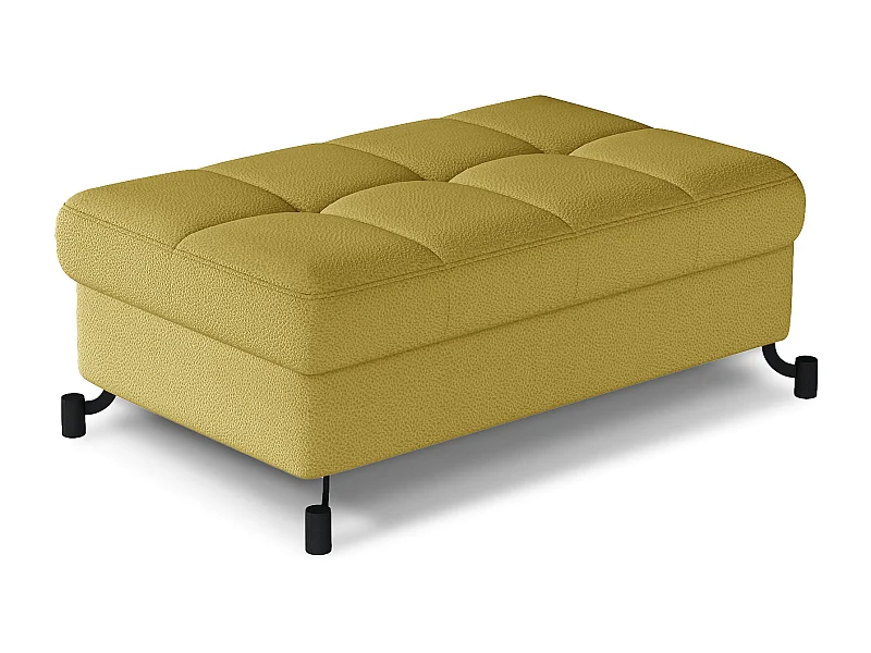 Pouf tissu matelassé avec coffre de rangement LORI-Jaune