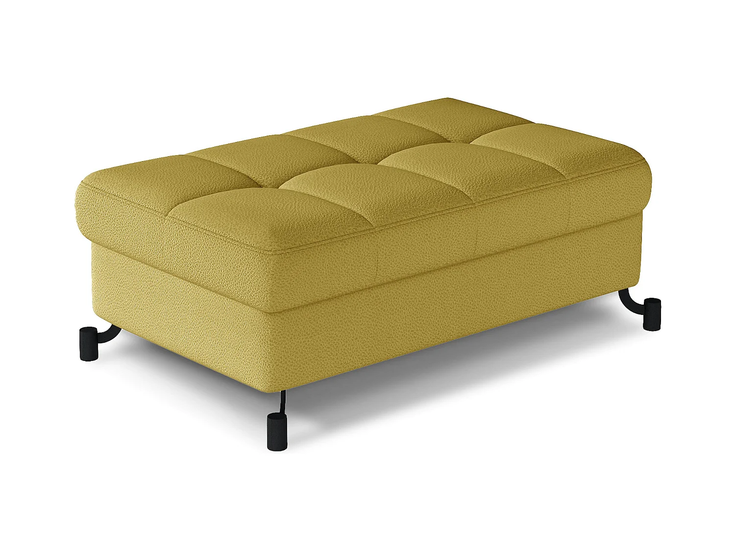 Pouf tissu matelassé avec coffre de rangement LORI-Jaune
