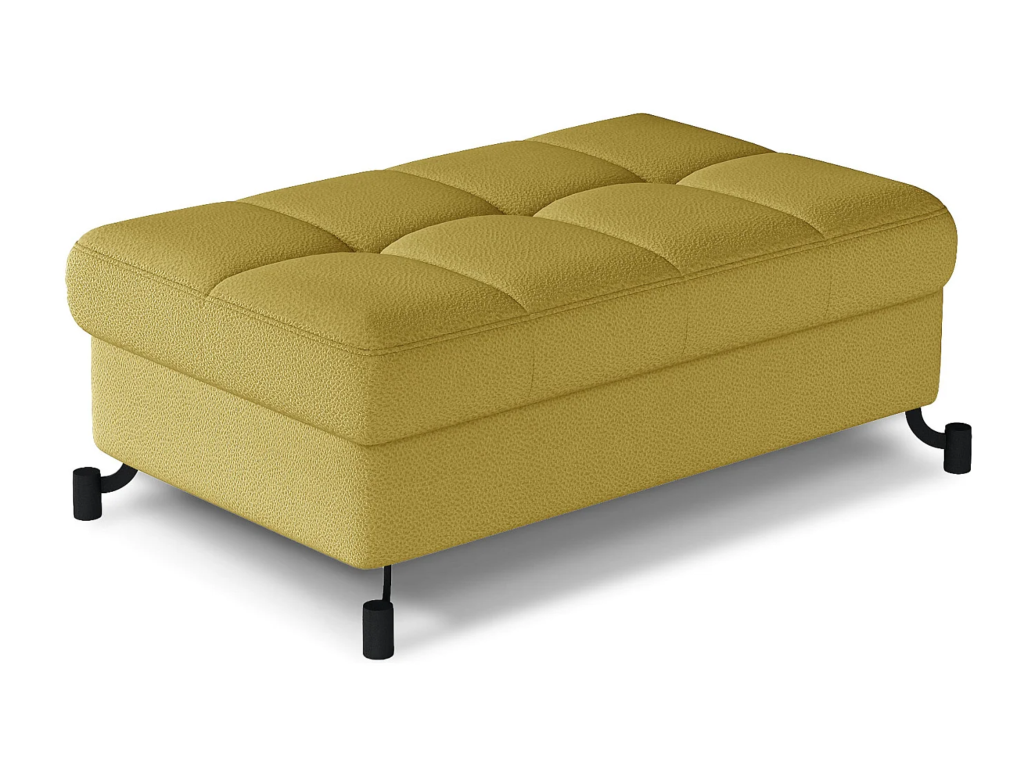 Pouf tissu matelassé avec coffre de rangement LORI-Jaune