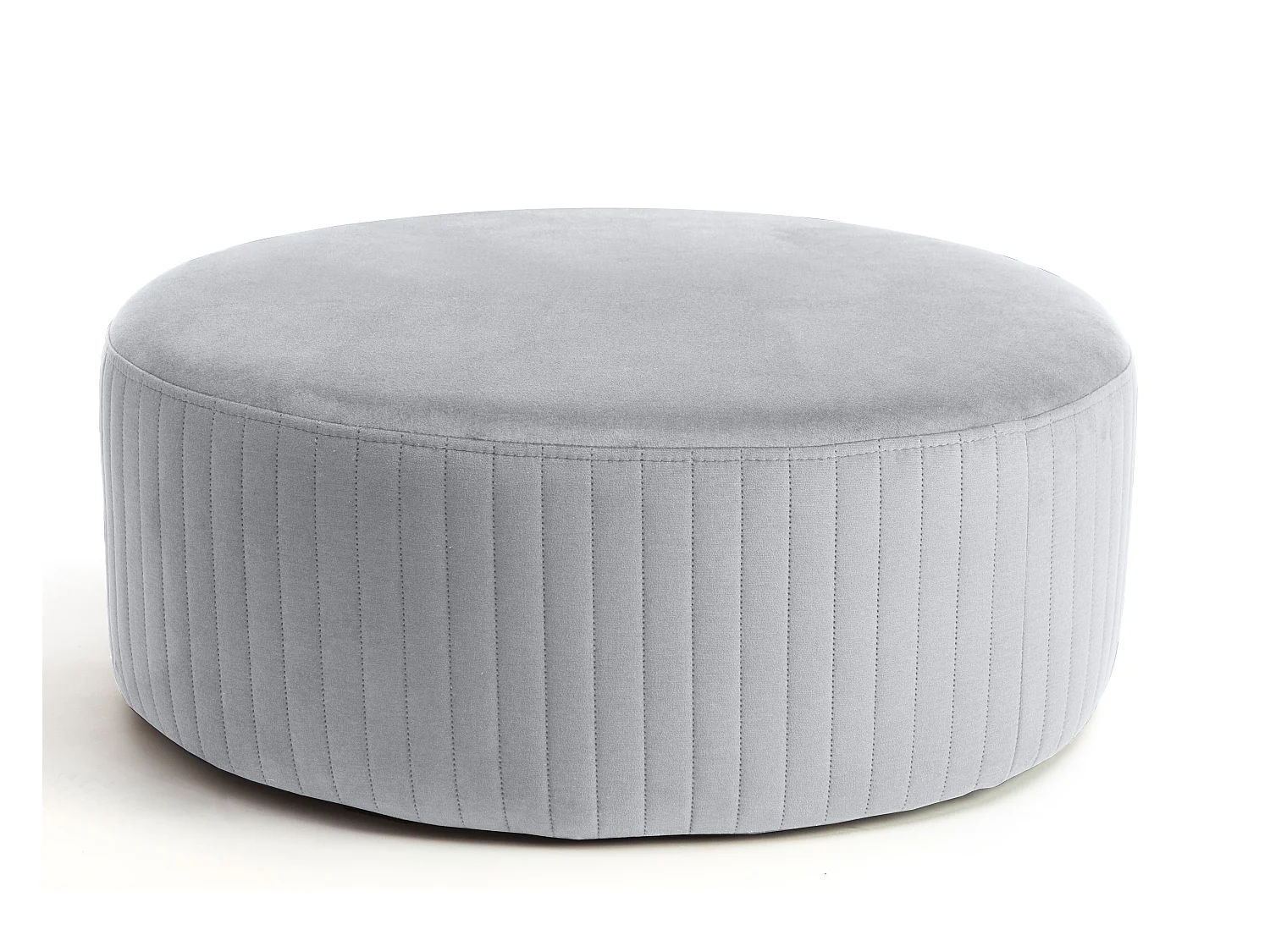 Pouf rond en velours KARA – Confort absolu-Gris clair