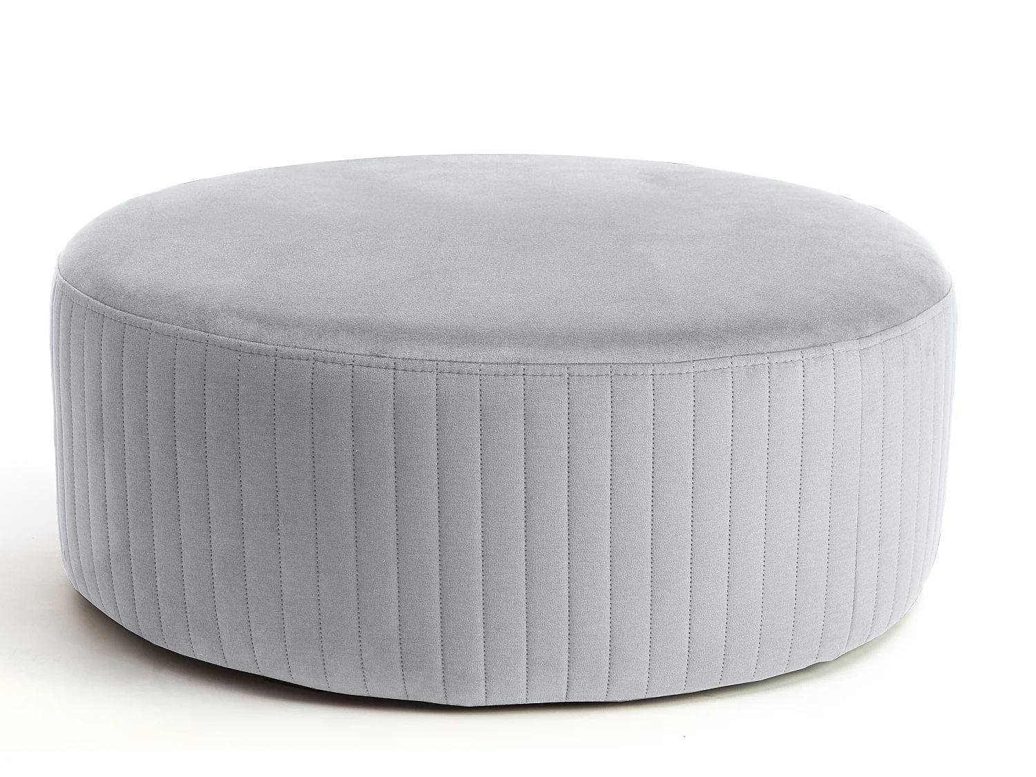 Pouf rond en velours KARA – Confort absolu-Gris clair