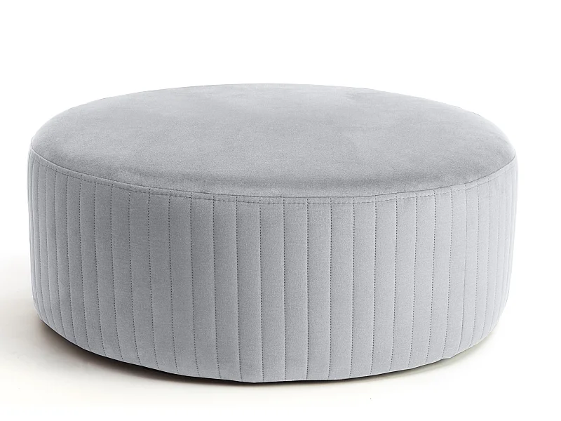 Pouf rond en velours KARA – Confort absolu-Gris clair