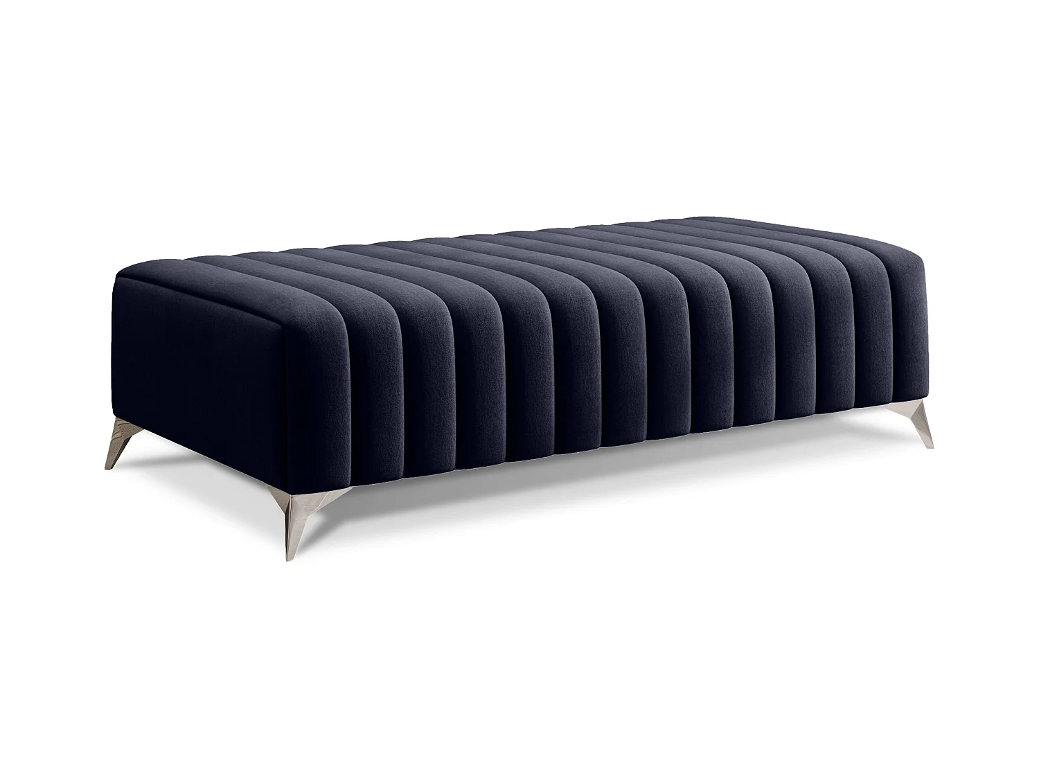 Pouf design velours avec pieds en acier chromé LOZA-Bleu marine