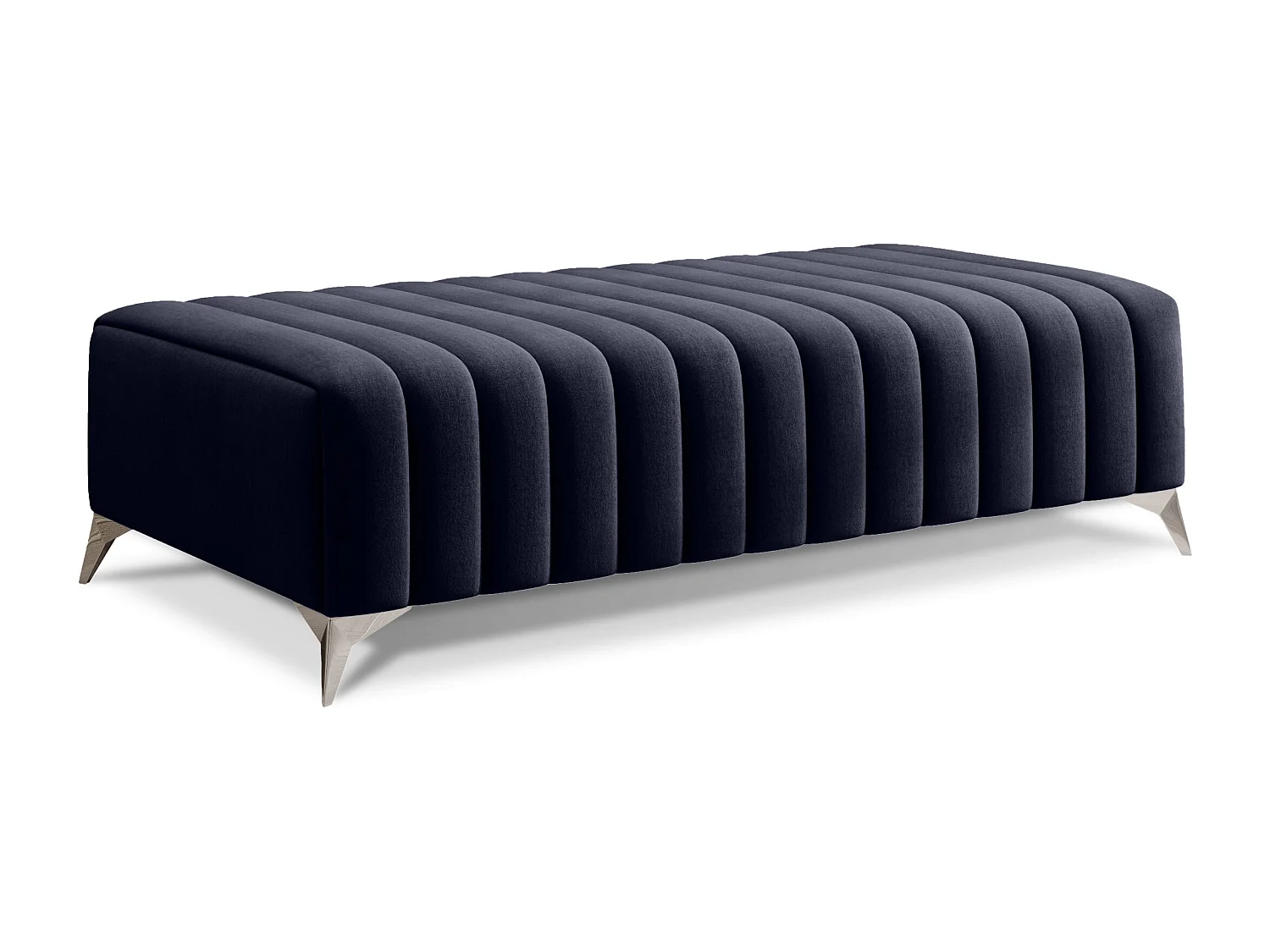 Pouf design velours avec pieds en acier chromé LOZA-Bleu marine