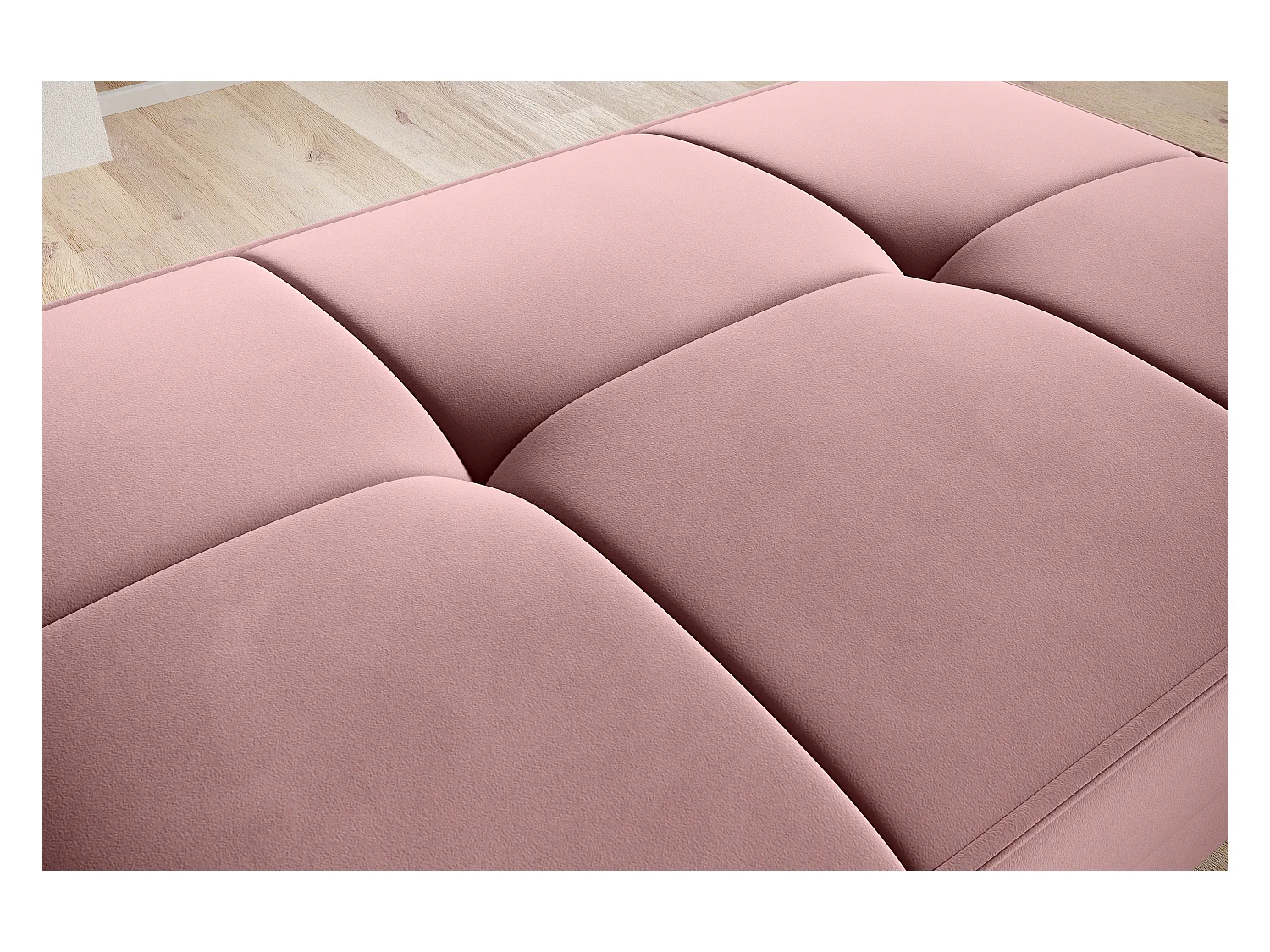 Pouf avec rangement en velours BOZA-Rose poudré