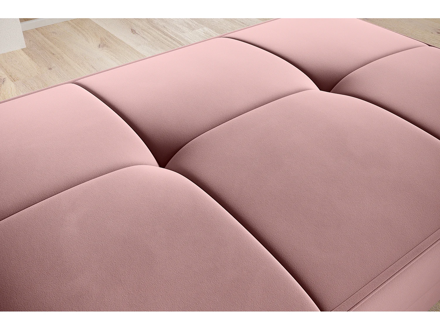 Pouf avec rangement en velours BOZA-Rose poudré