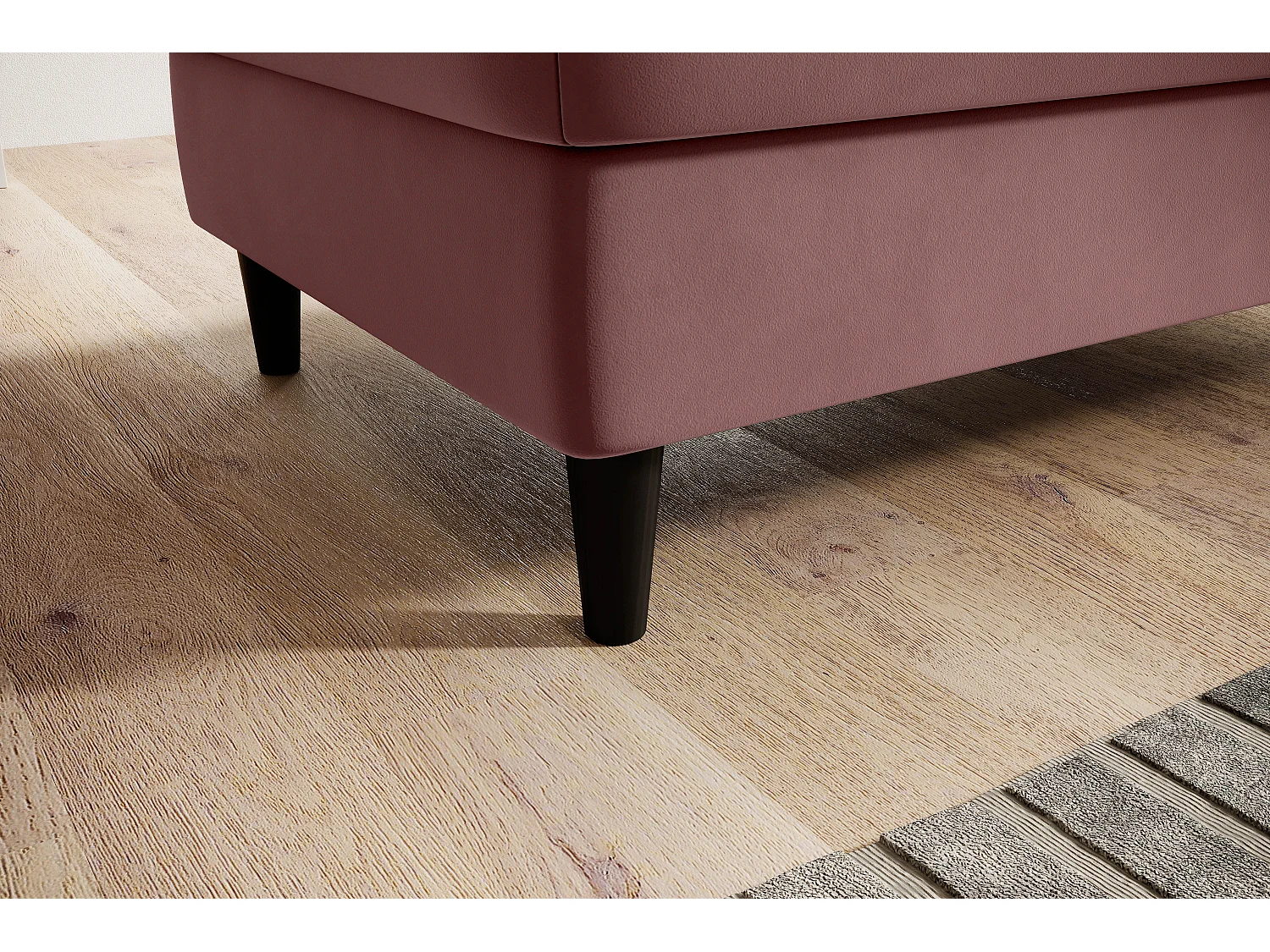 Pouf avec rangement en velours BOZA-Rose poudré