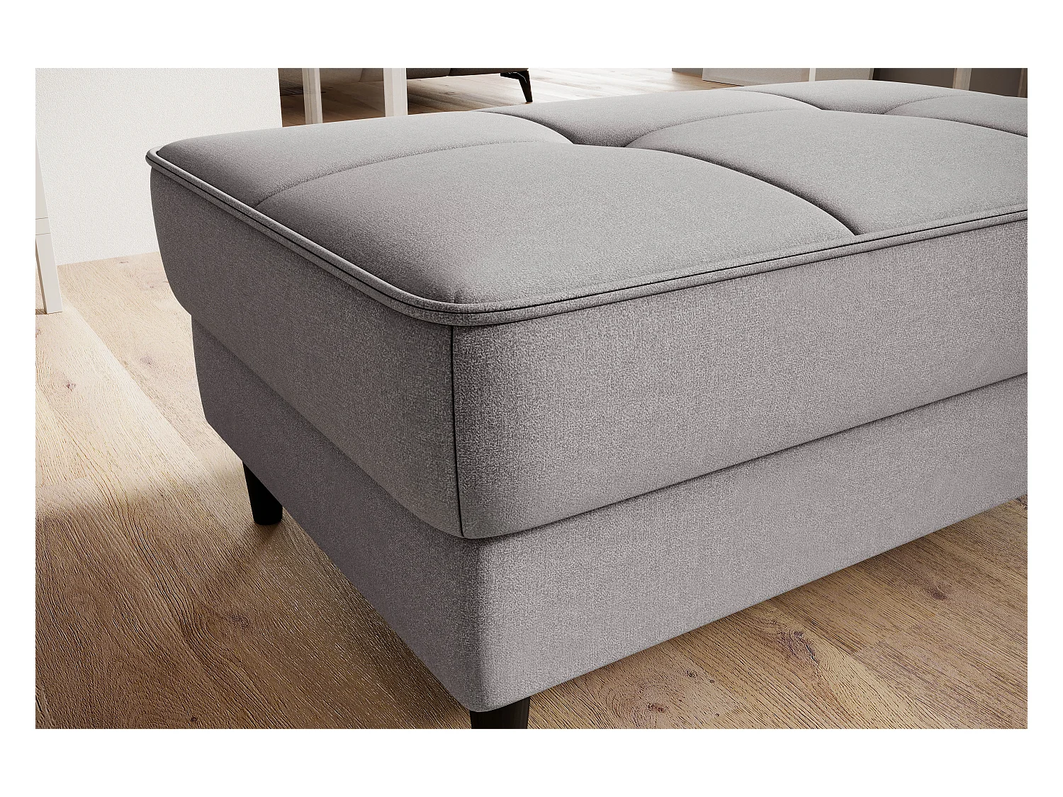 Pouf avec rangement en tissu BOZA-Gris clair