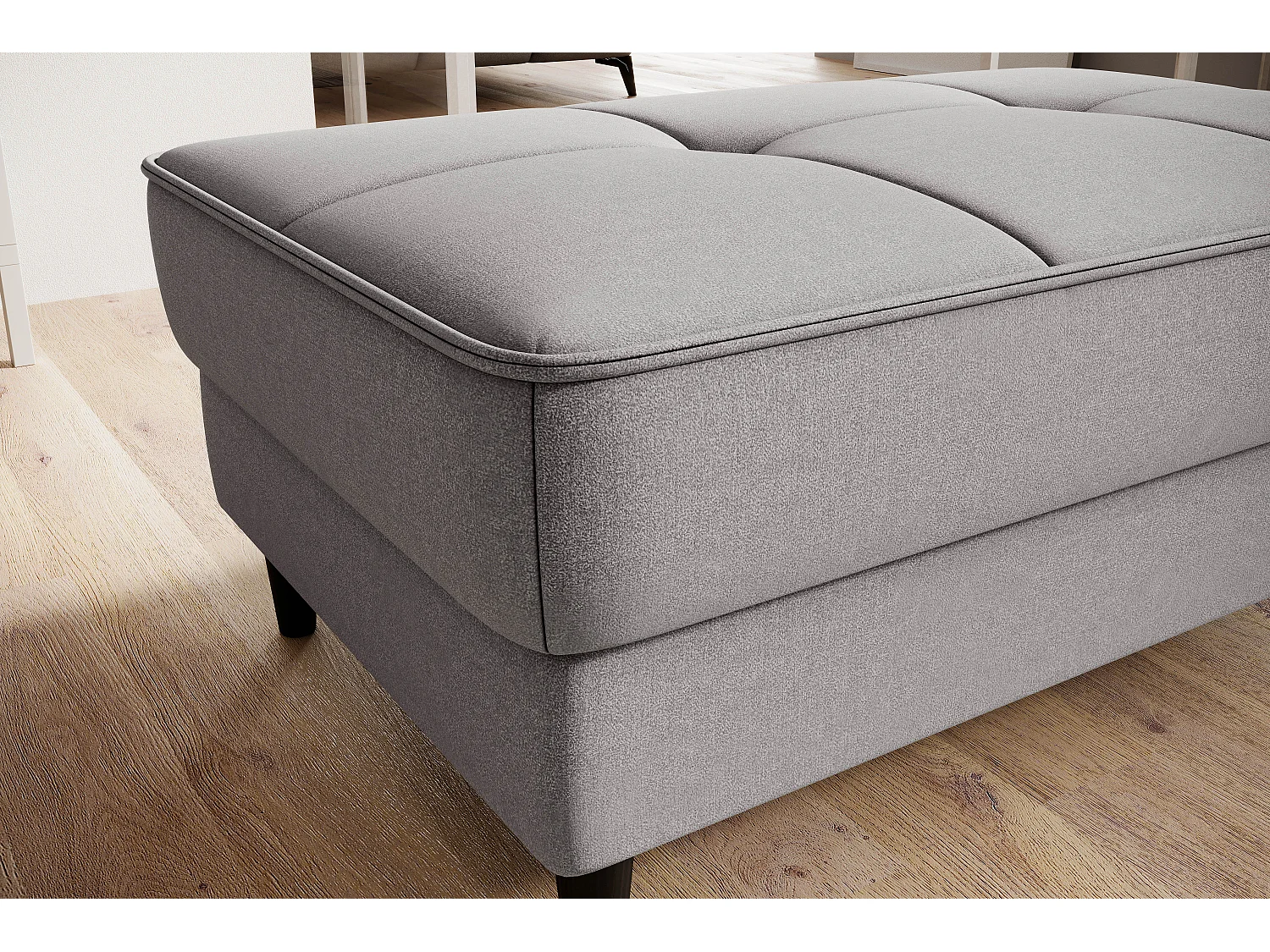 Pouf avec rangement en tissu BOZA-Gris clair