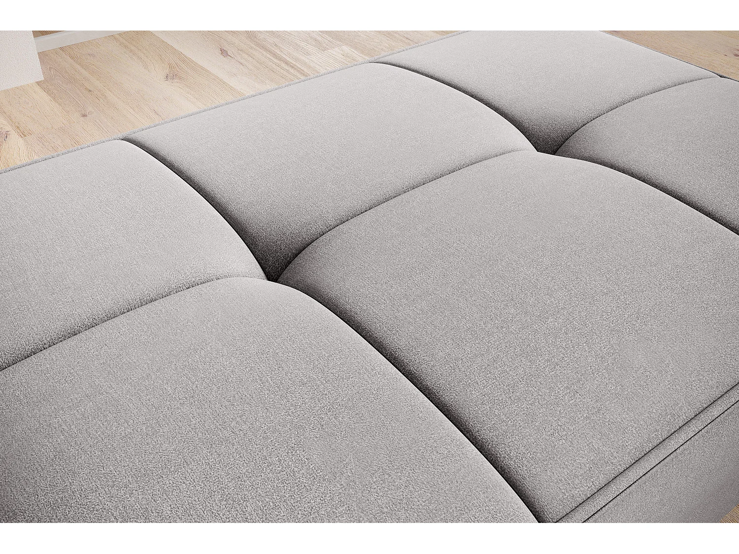 Pouf avec rangement en tissu BOZA-Gris clair